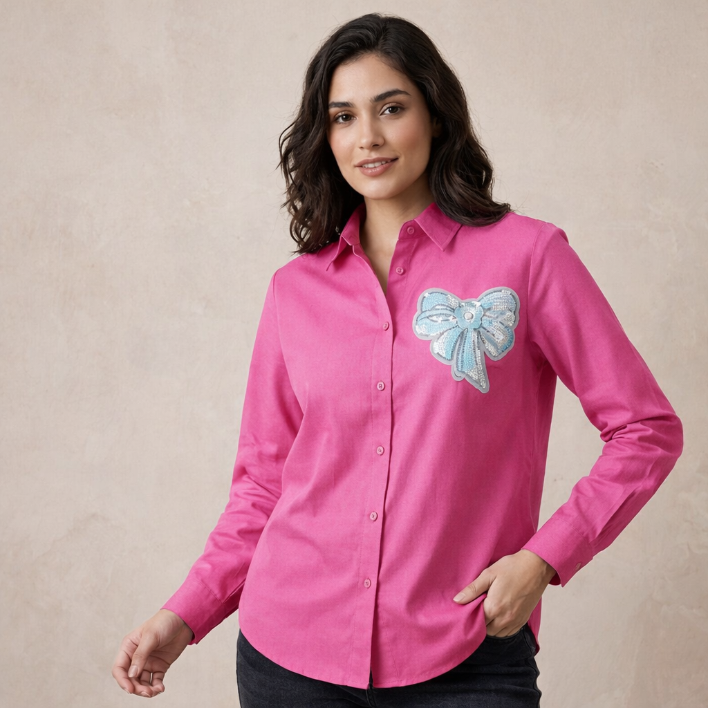 *Beautiful Bow Patch Work Shirts*