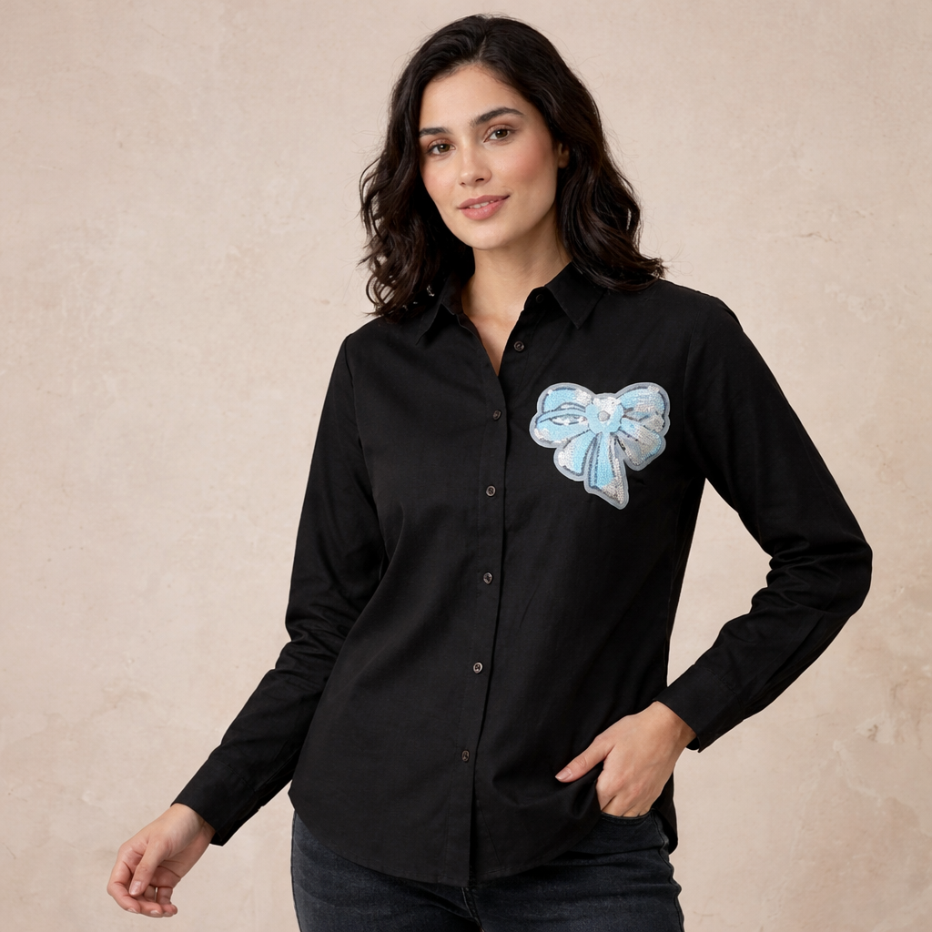 *Beautiful Bow Patch Work Shirts*