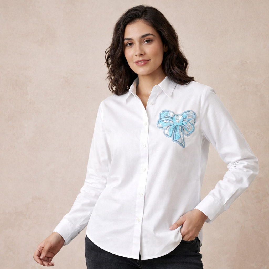 *Beautiful Bow Patch Work Shirts*