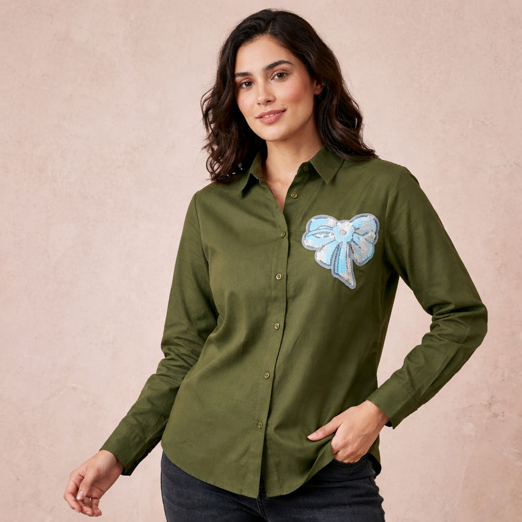 *Beautiful Bow Patch Work Shirts*