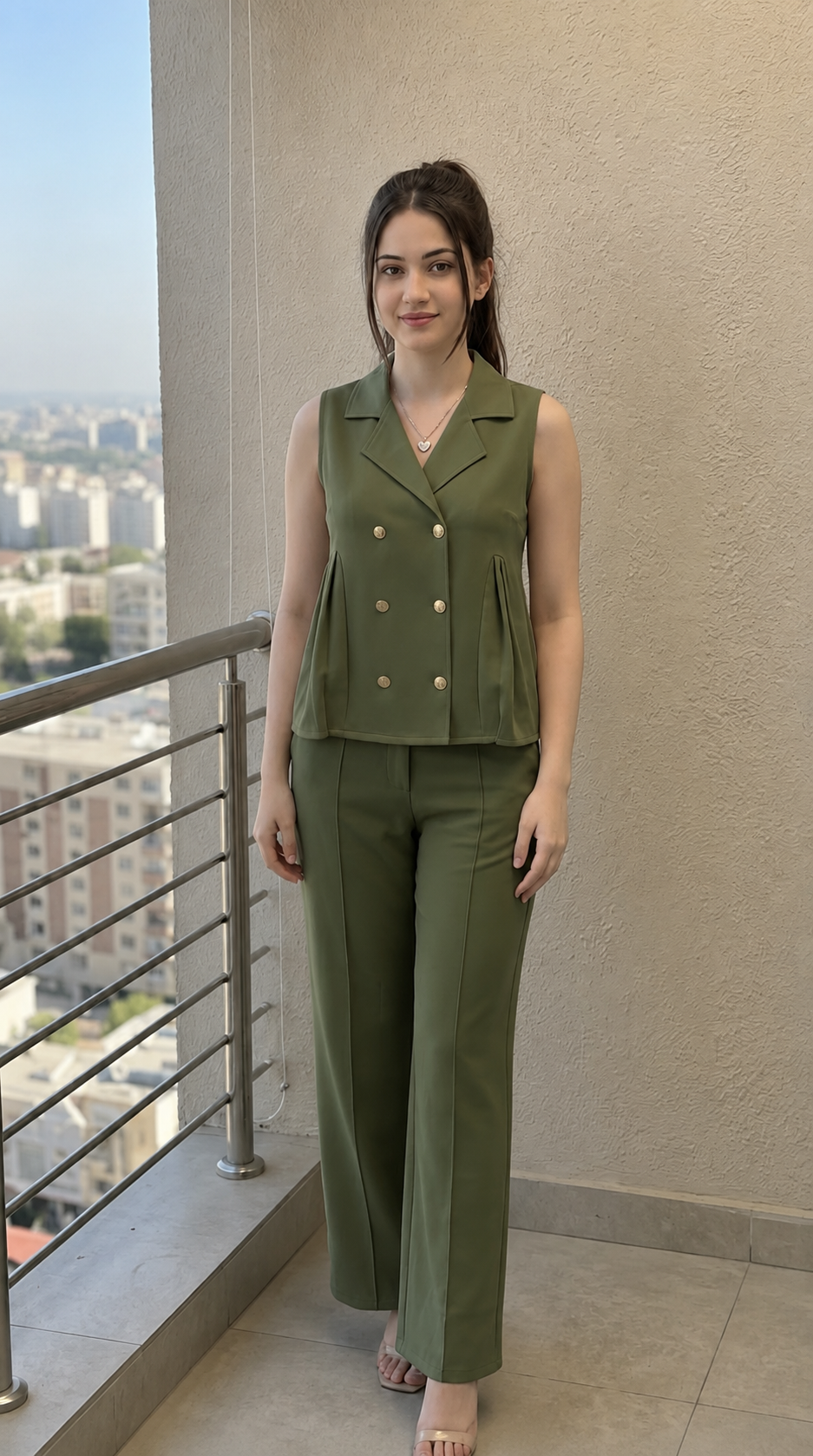 Beautiful Korean Designer Side Pleated Co-ord Set - Imported Korean Fabric