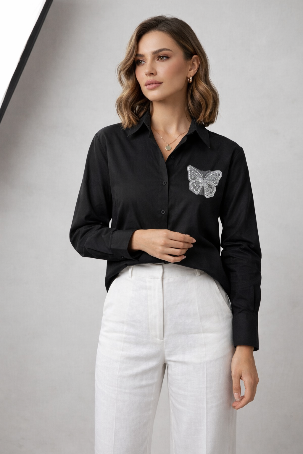 Beautiful Butterfly Patch Work Shirt
