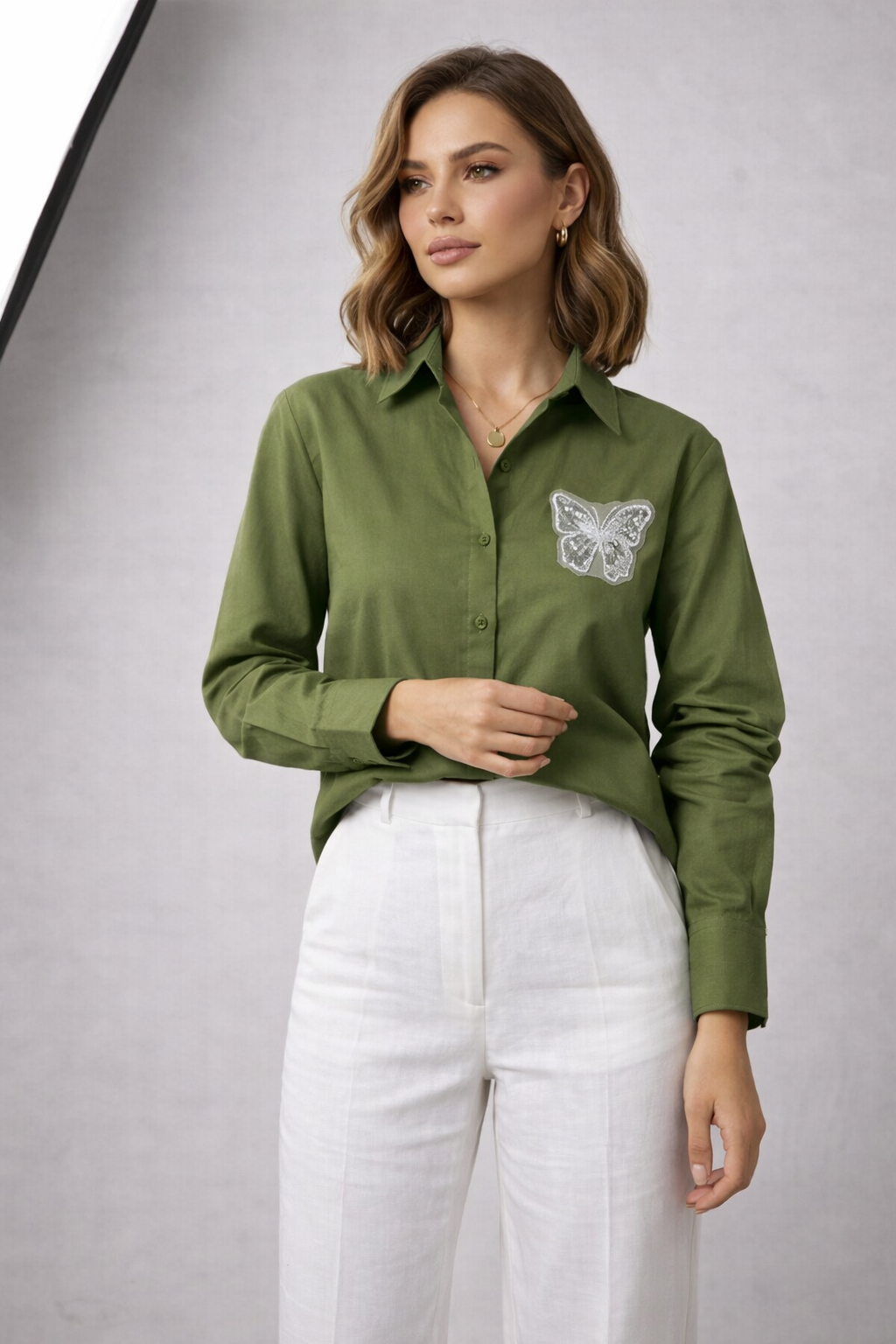 Beautiful Butterfly Patch Work Shirt