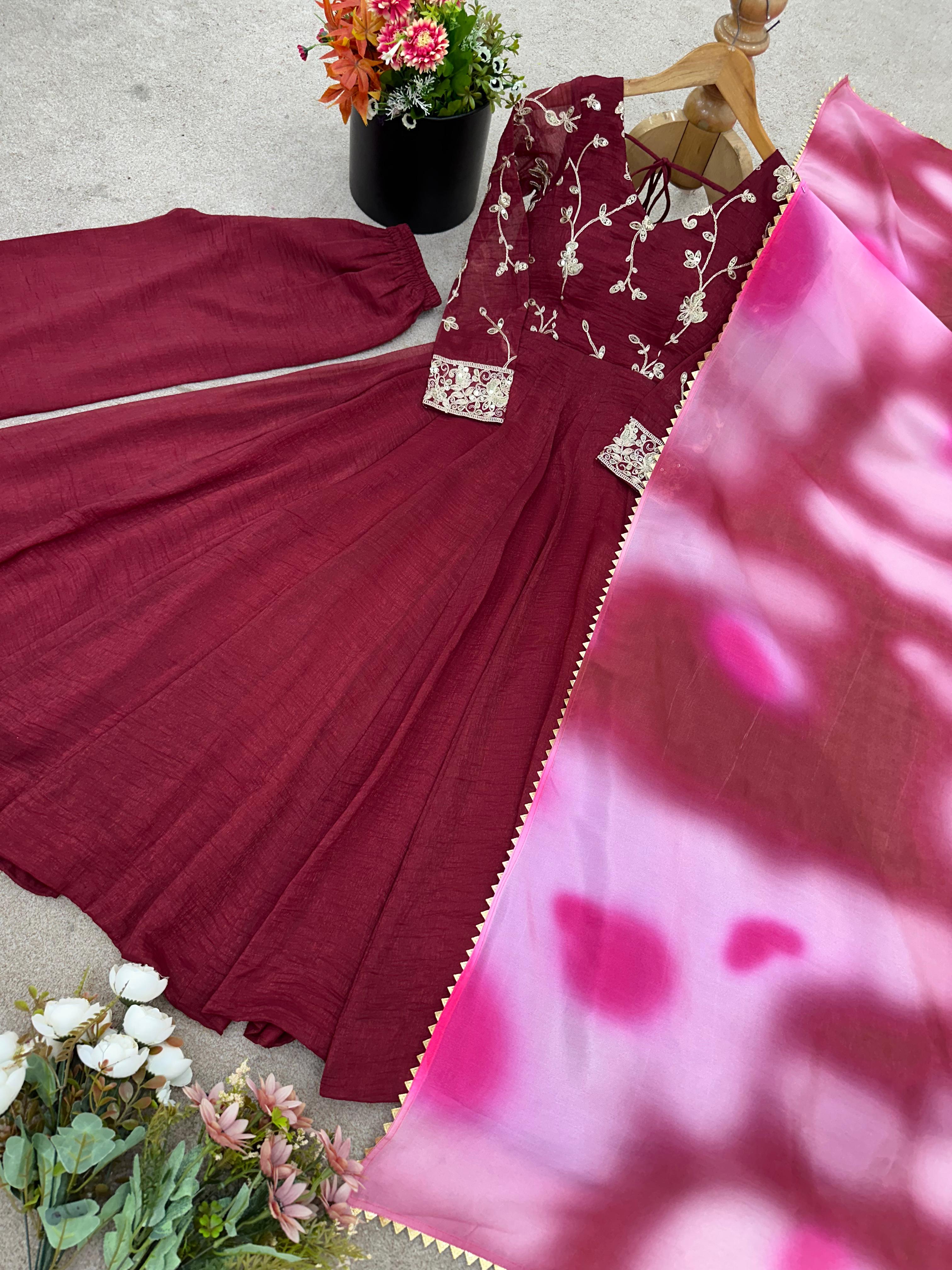 Maverick Fusion Heavy Crunchy Silk Gown Set