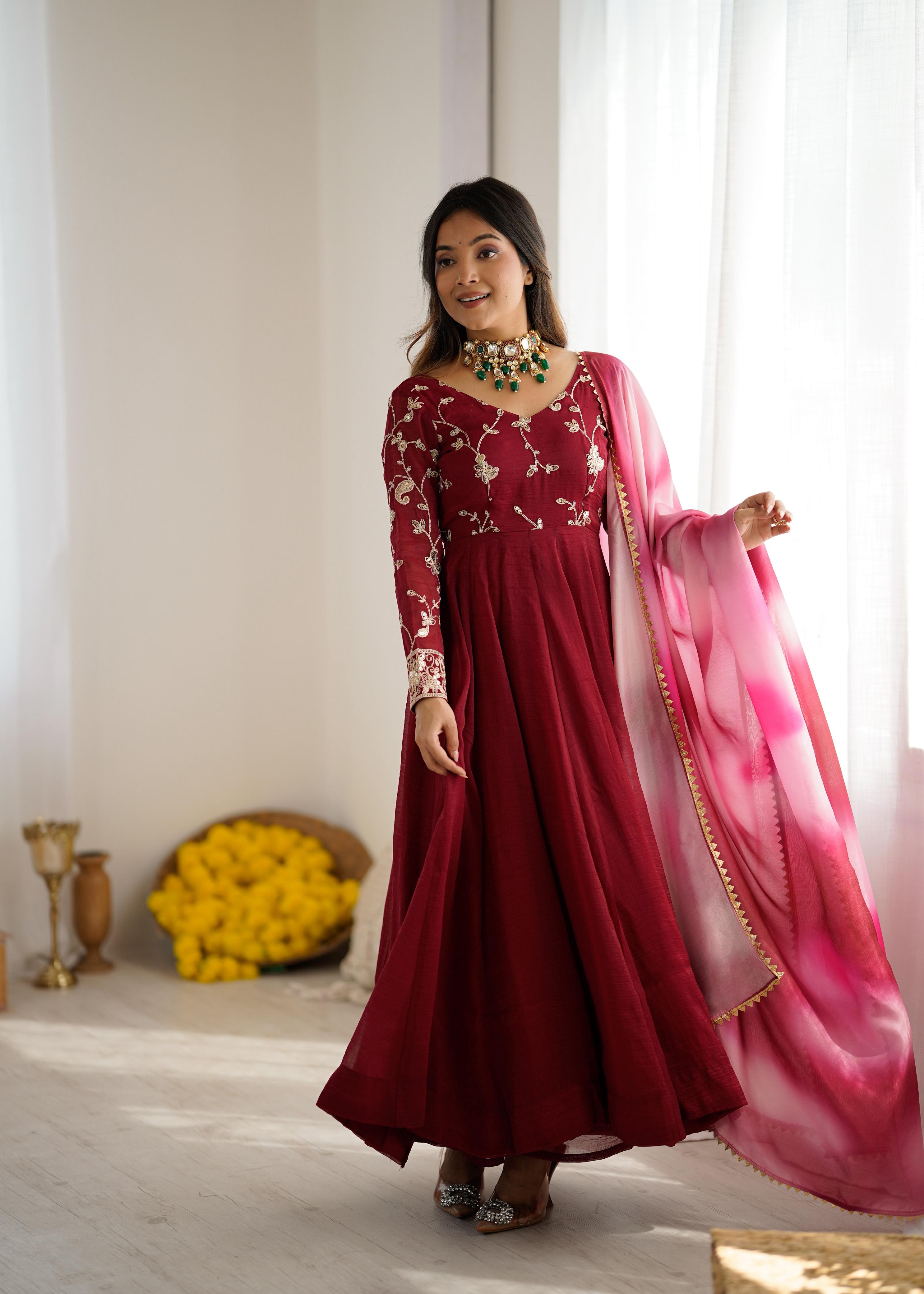 Maverick Fusion Heavy Crunchy Silk Gown Set