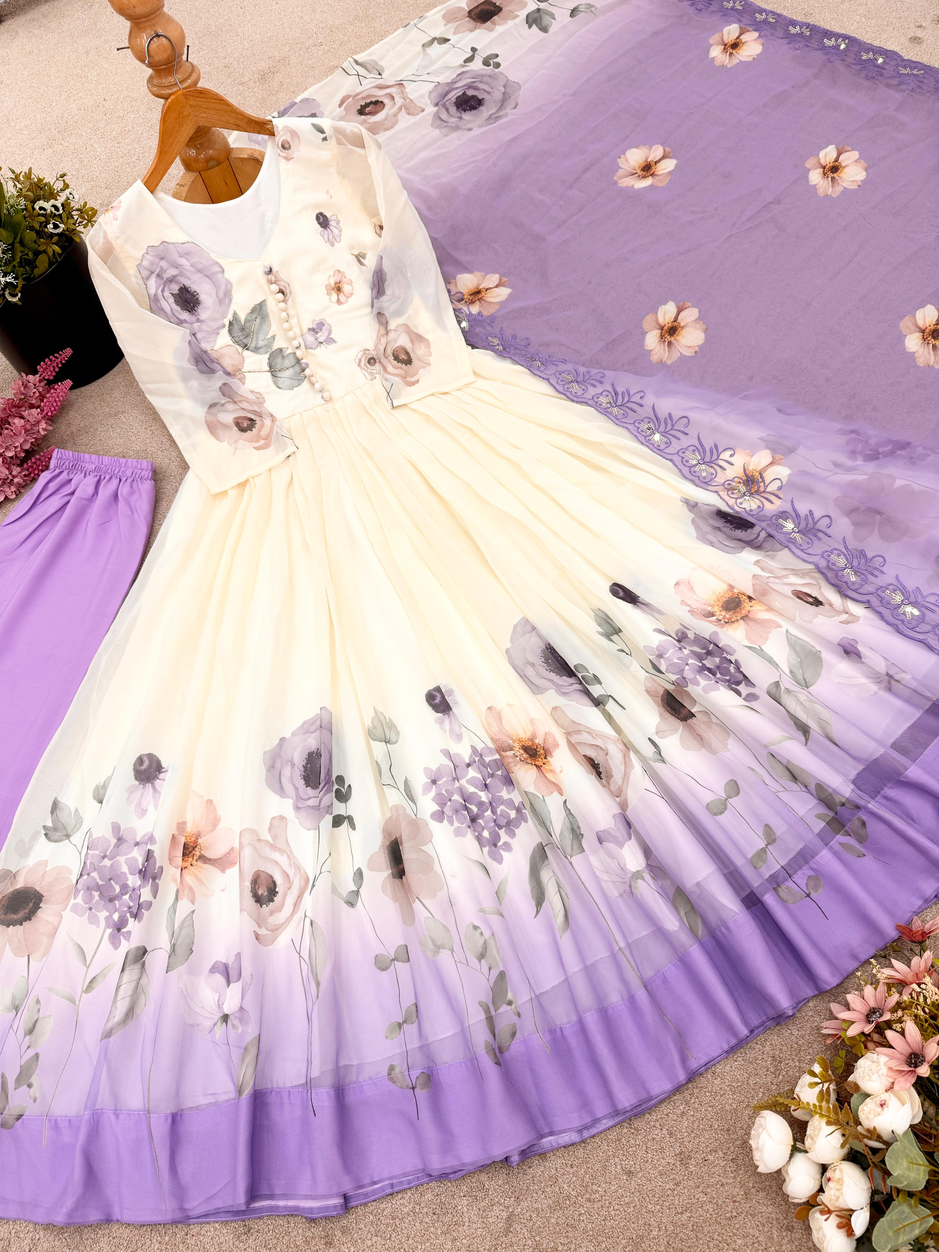 Maverick Fusion Faux Georgette Gown Set