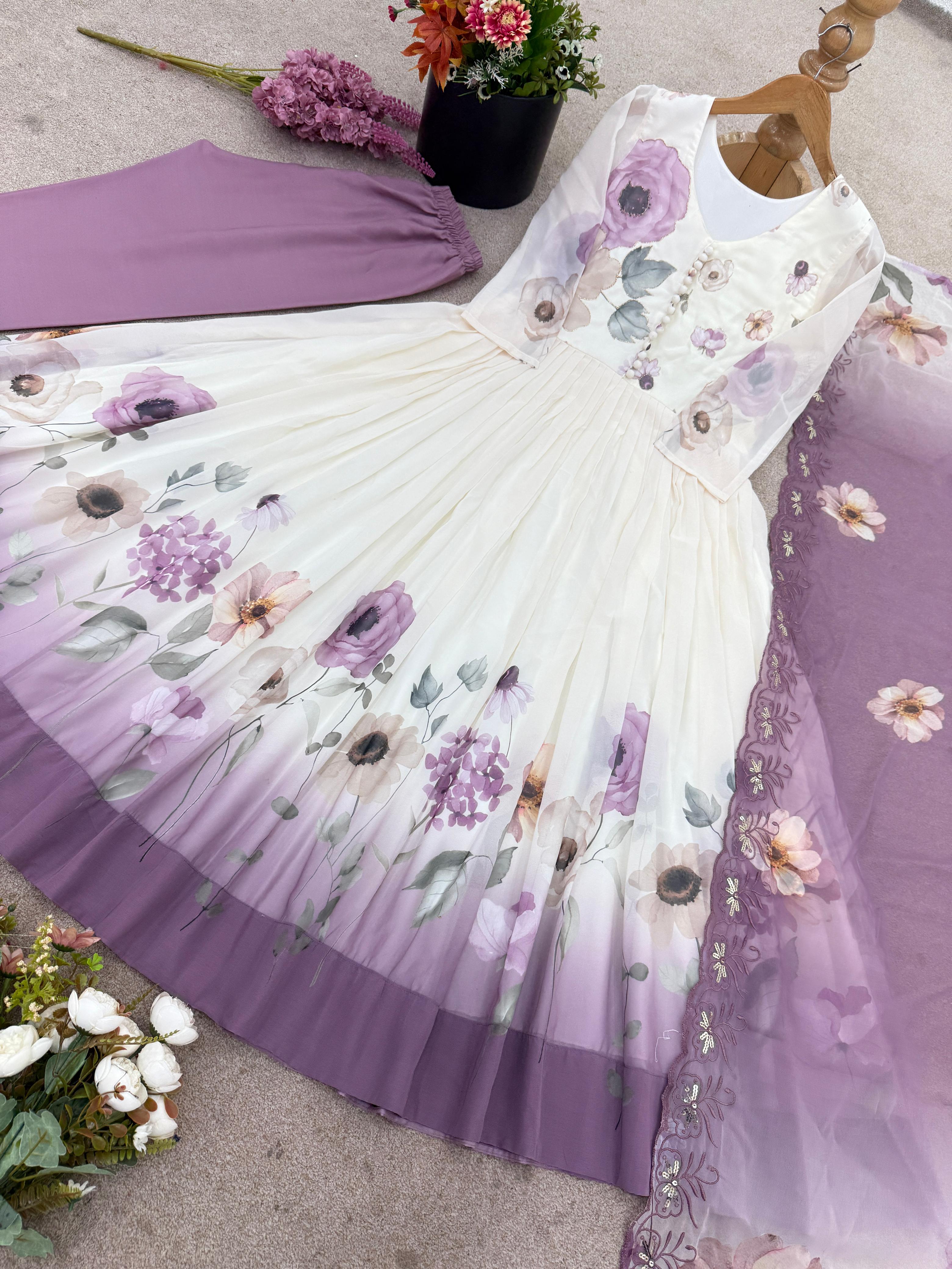 Maverick Fusion Faux Georgette Gown Set