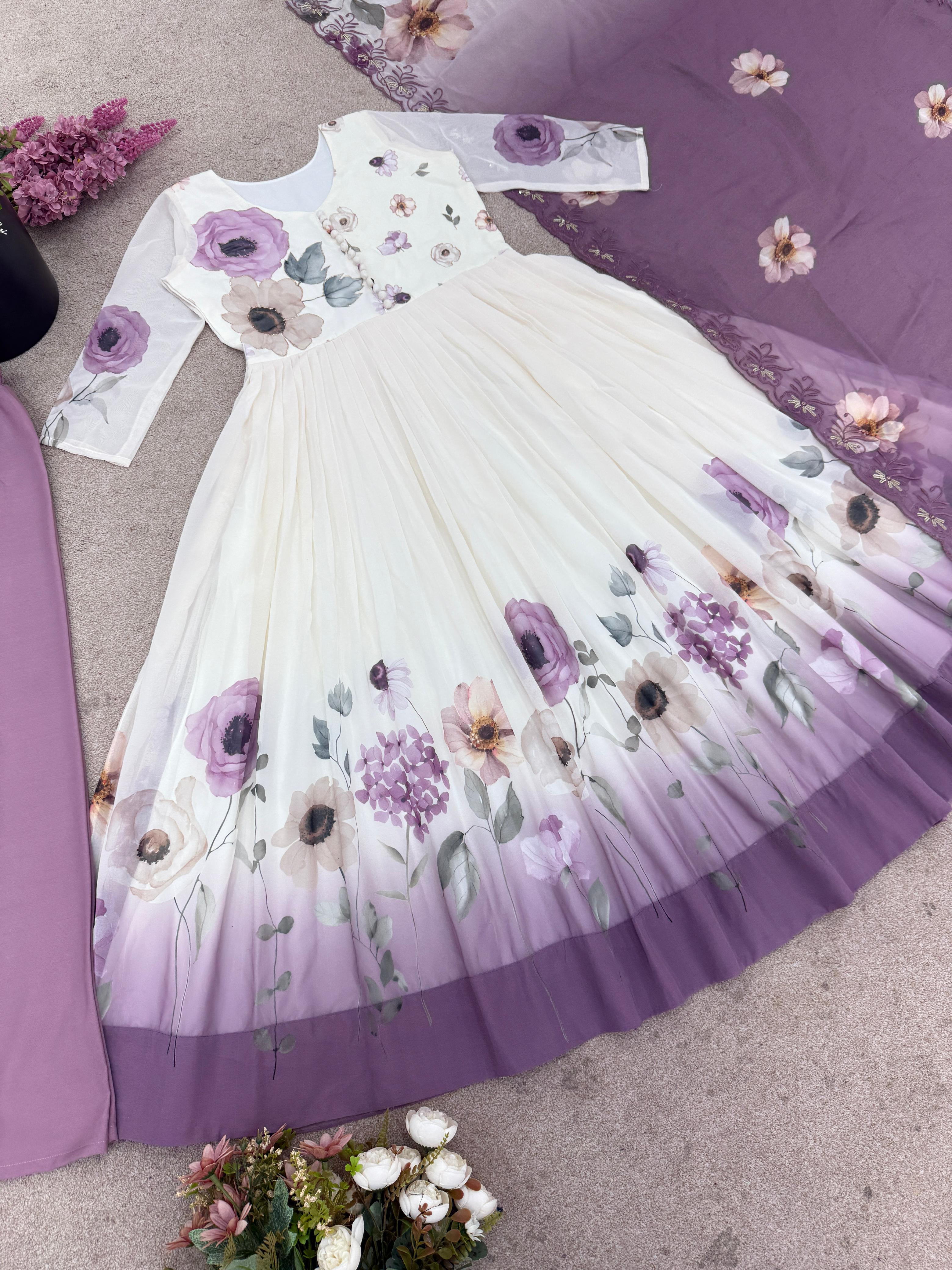 Maverick Fusion Faux Georgette Gown Set