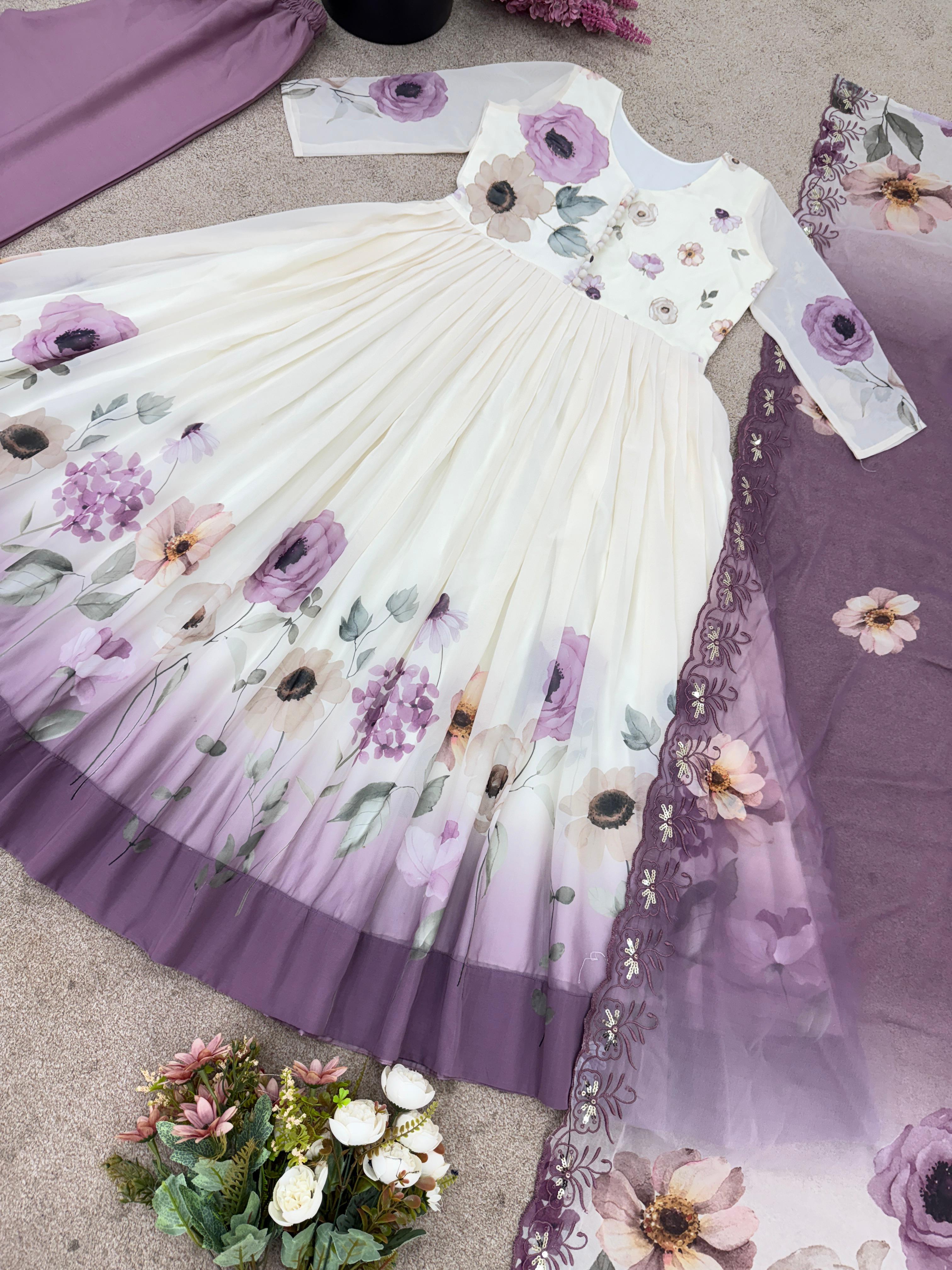 Maverick Fusion Faux Georgette Gown Set