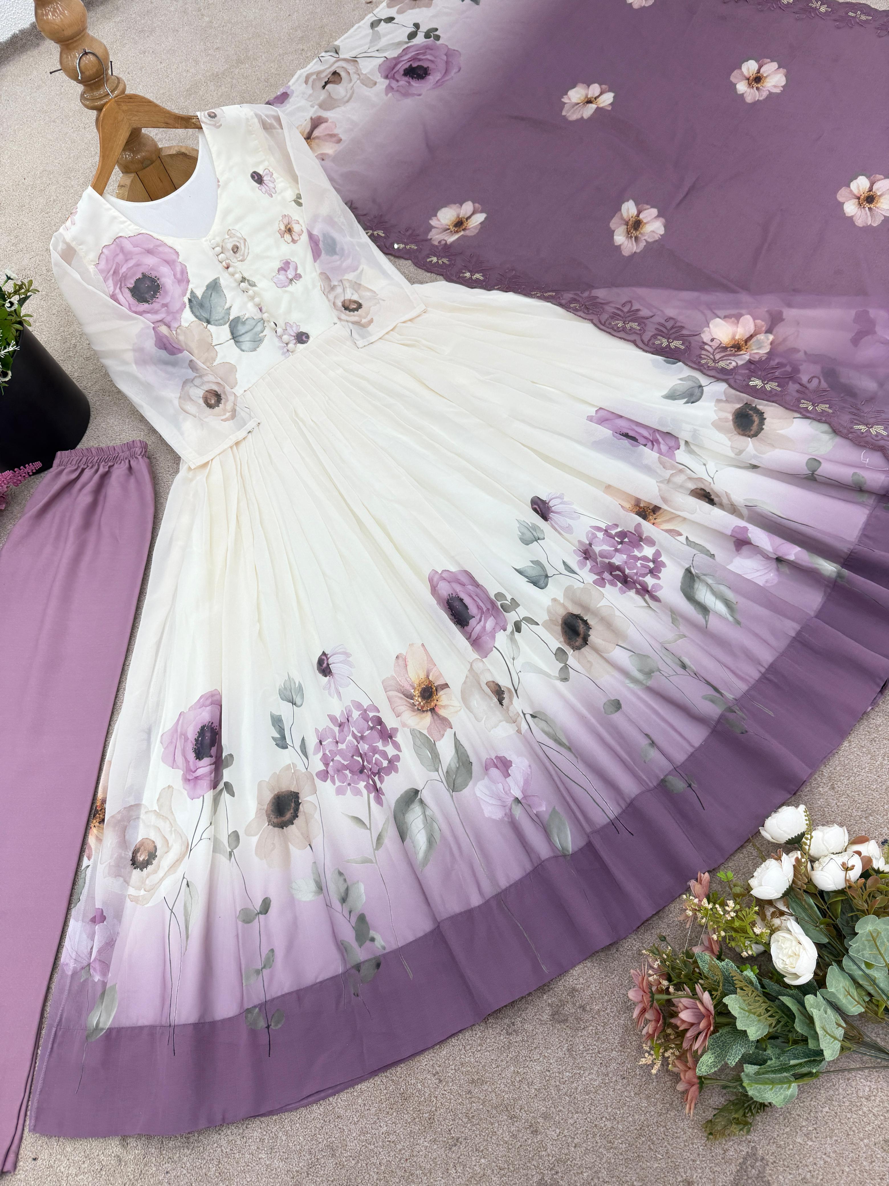 Maverick Fusion Faux Georgette Gown Set