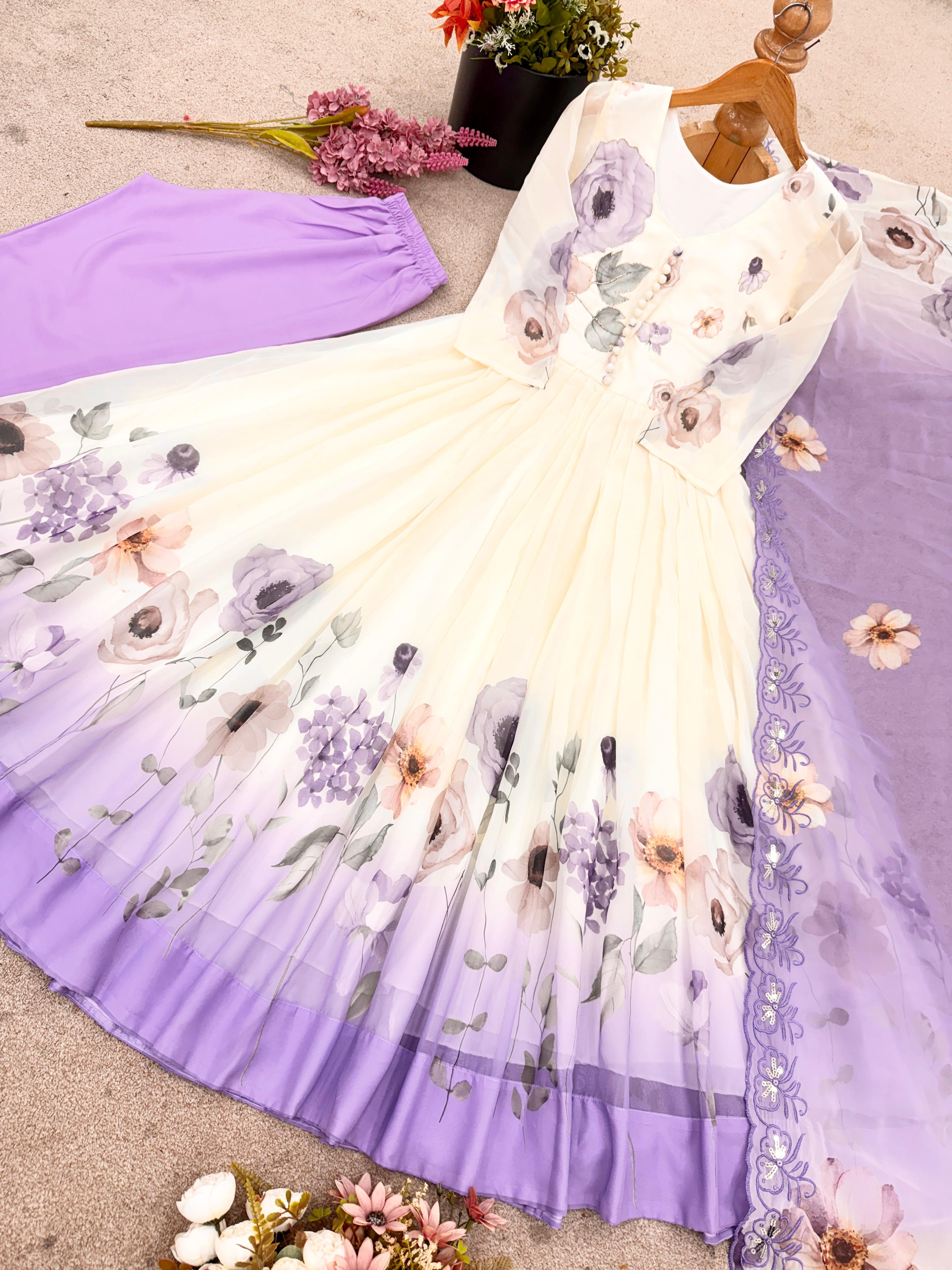 Maverick Fusion Faux Georgette Gown Set