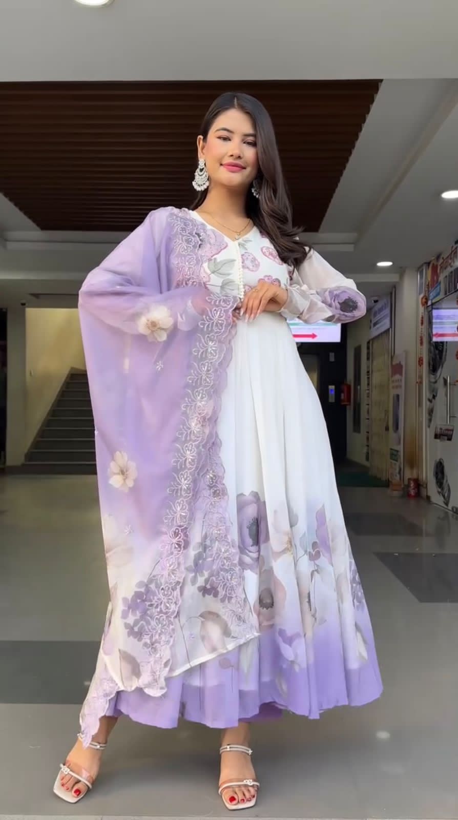 Maverick Fusion Faux Georgette Gown Set