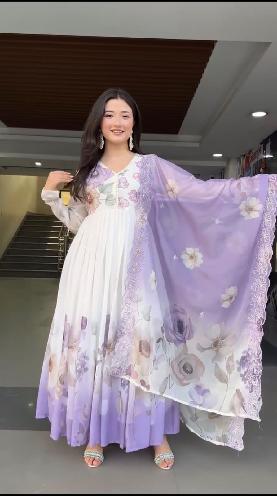 Maverick Fusion Faux Georgette Gown Set