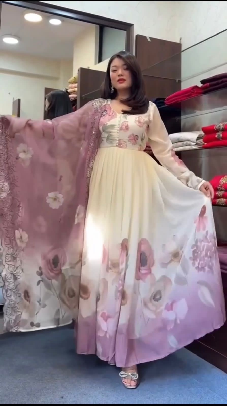 Maverick Fusion Faux Georgette Gown Set