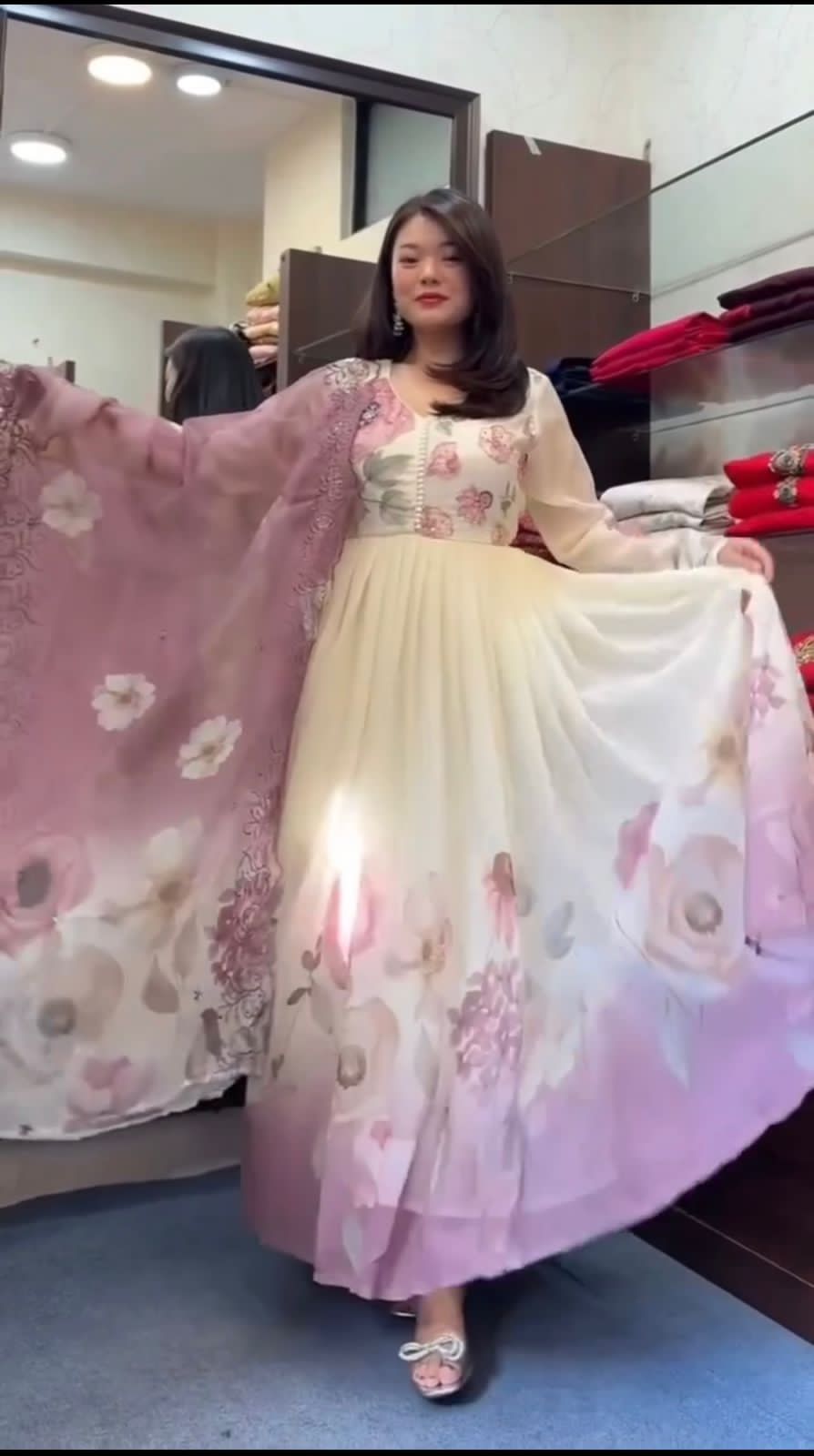 Maverick Fusion Faux Georgette Gown Set