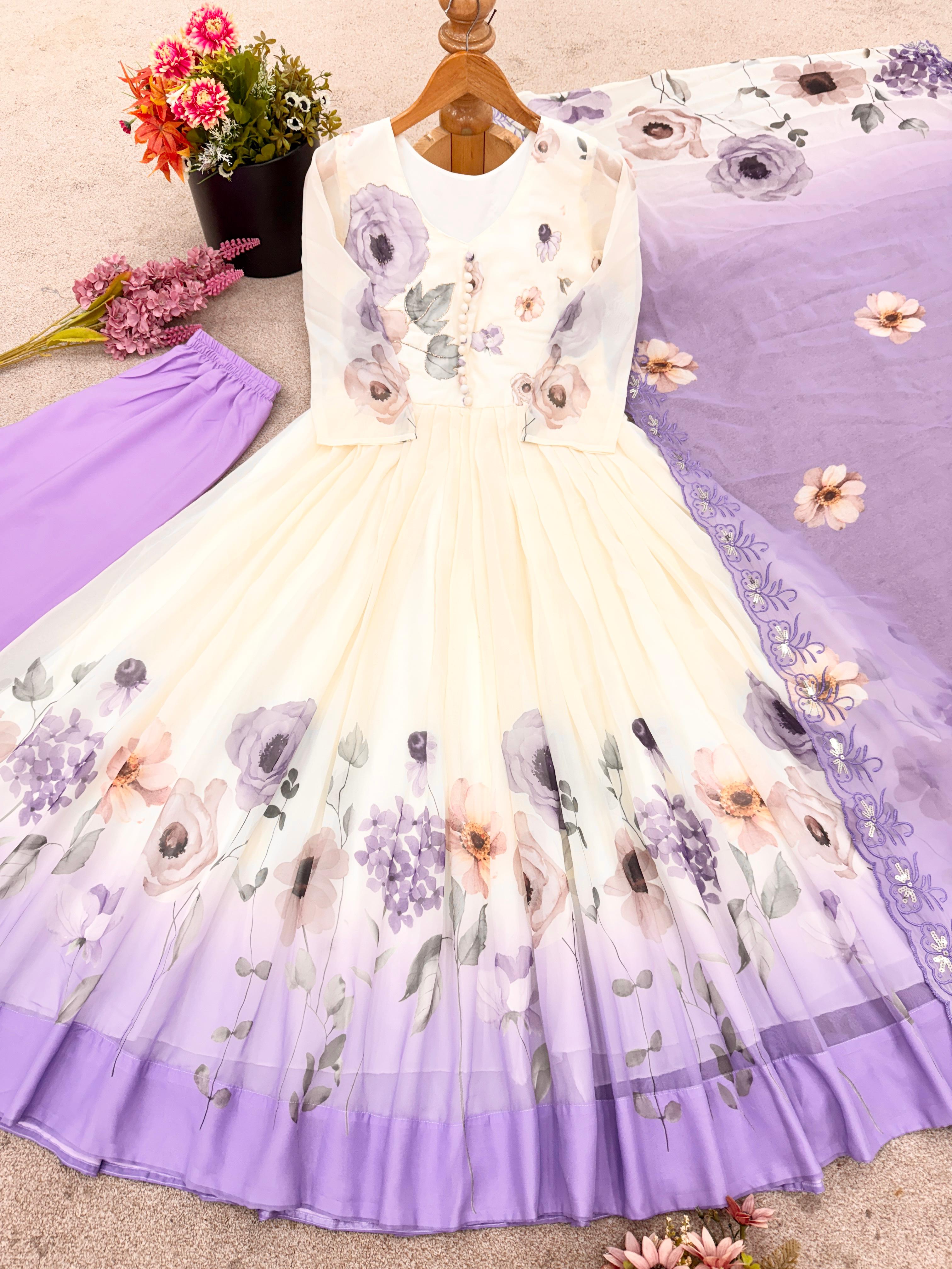 Maverick Fusion Faux Georgette Gown Set