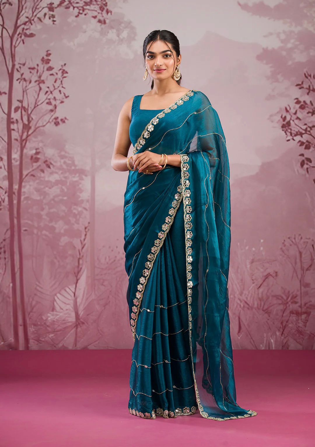 Maverick Fusion Premium Burberry Saree Set