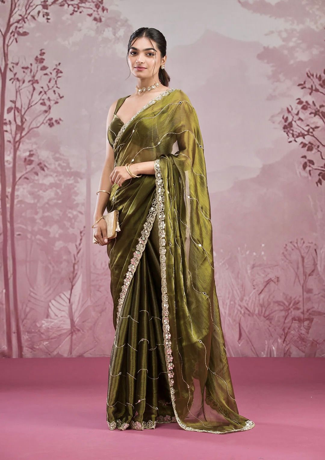 Maverick Fusion Premium Burberry Saree Set