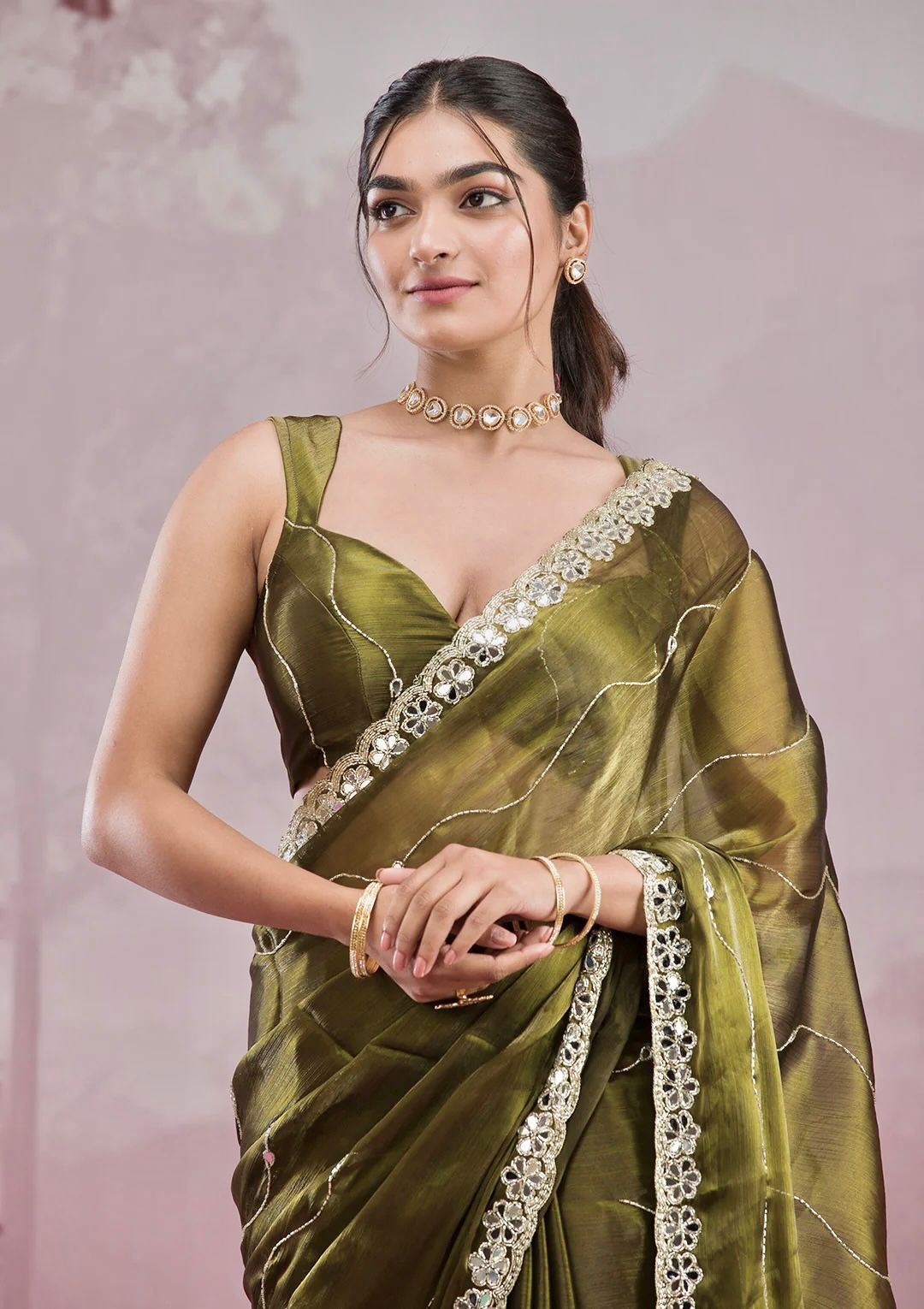 Maverick Fusion Premium Burberry Saree Set
