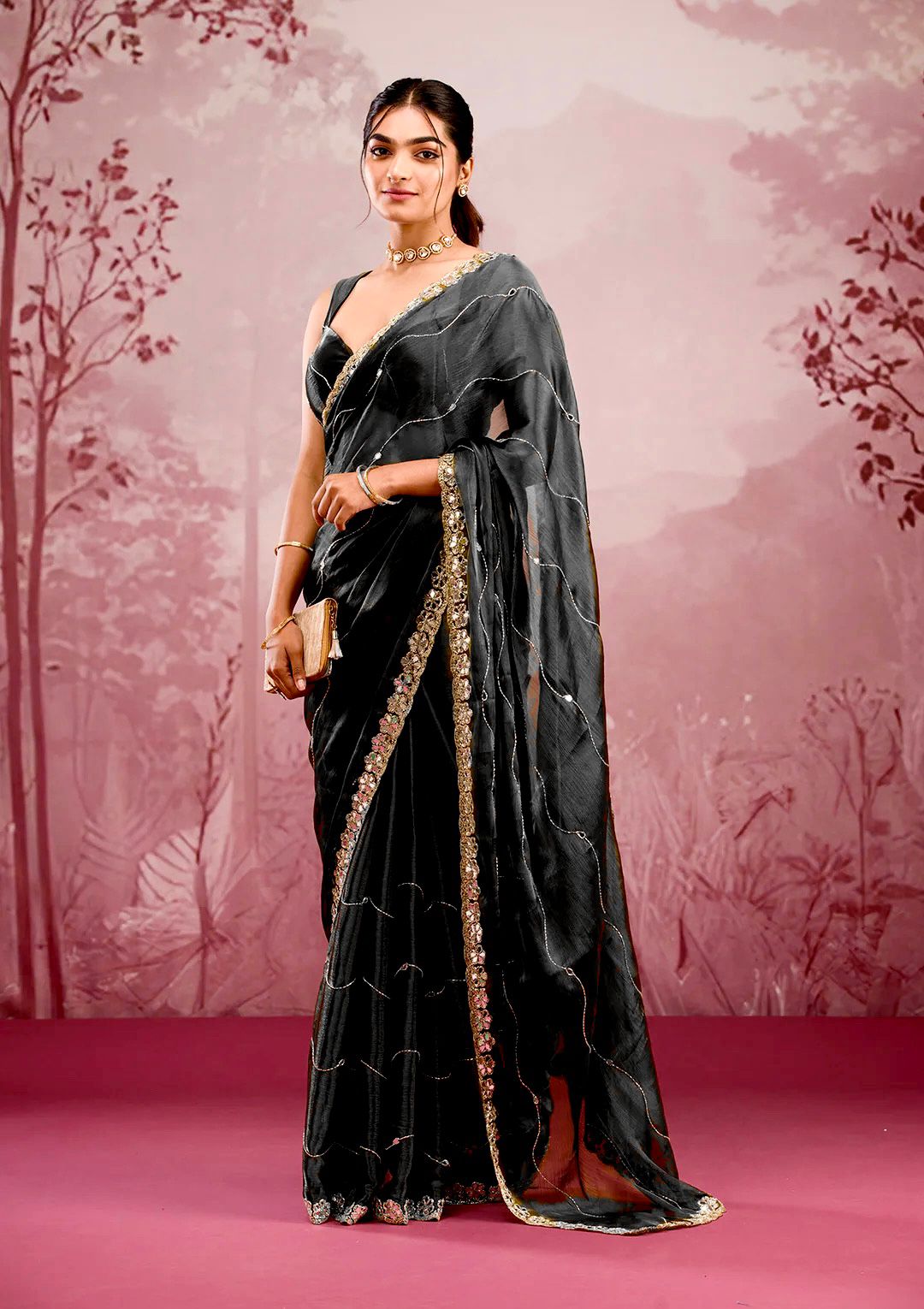 Maverick Fusion Premium Burberry Saree Set