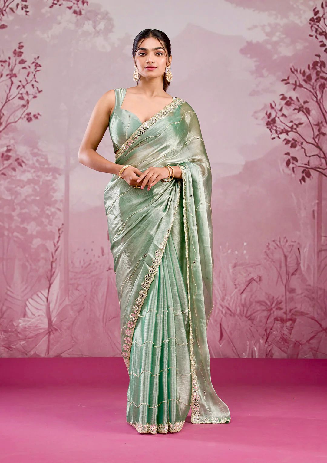 Maverick Fusion Premium Burberry Saree Set