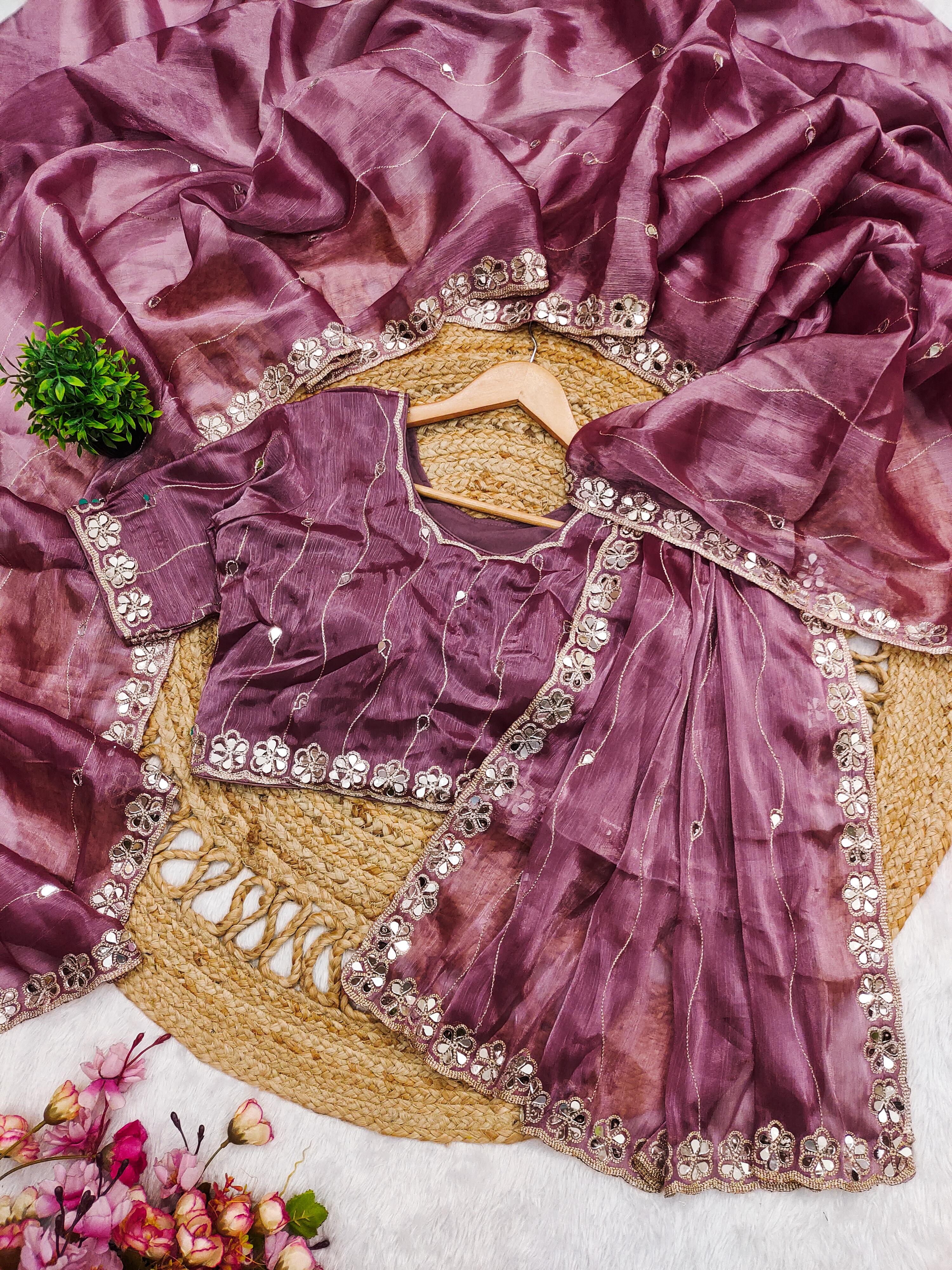 Maverick Fusion Premium Burberry Saree Set