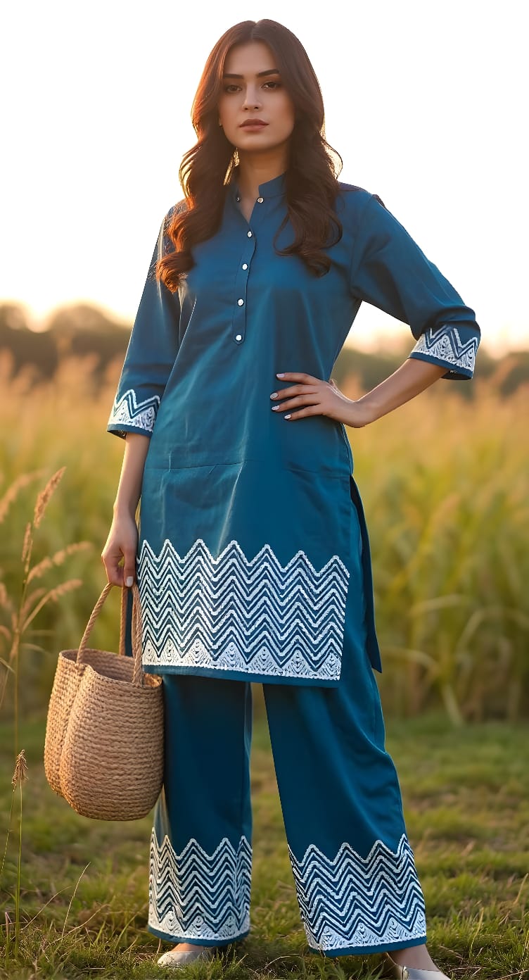 Maverick Fusion Sleeveless Lace Work Co-ords Set