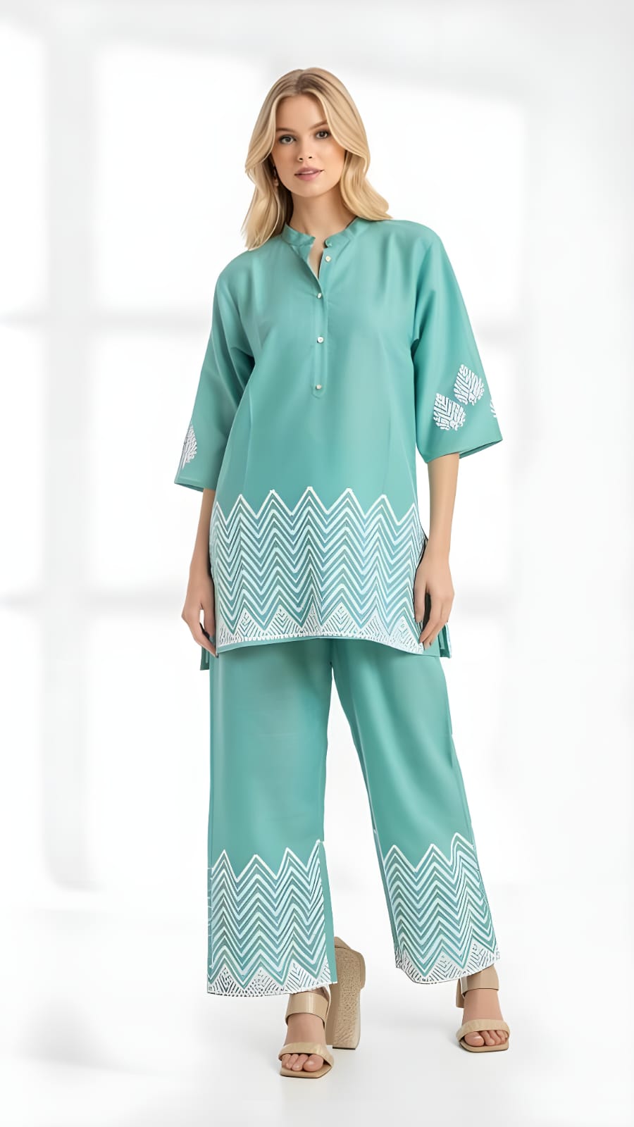 Maverick Fusion Sleeveless Lace Work Co-ords Set