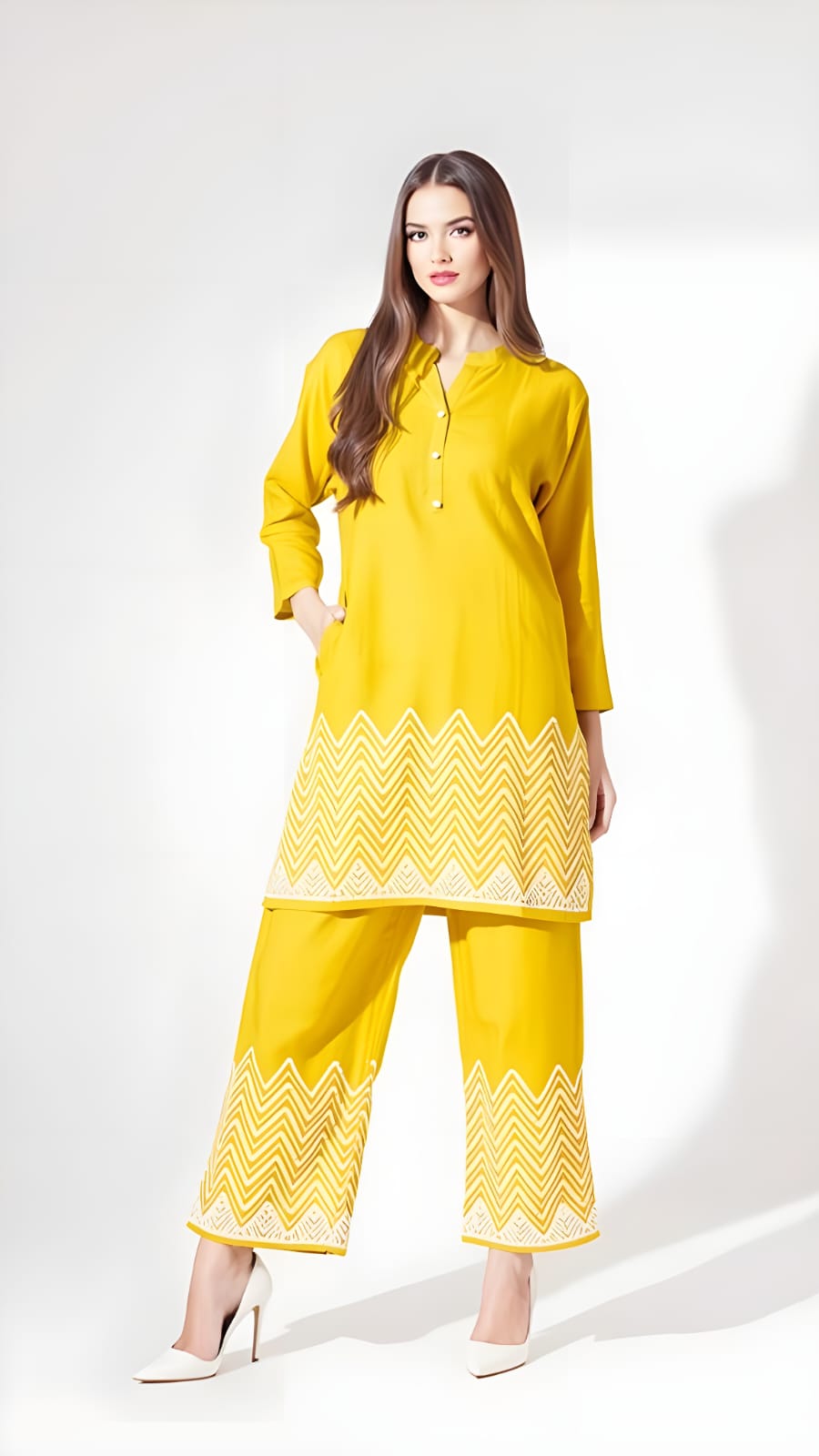 Maverick Fusion Sleeveless Lace Work Co-ords Set