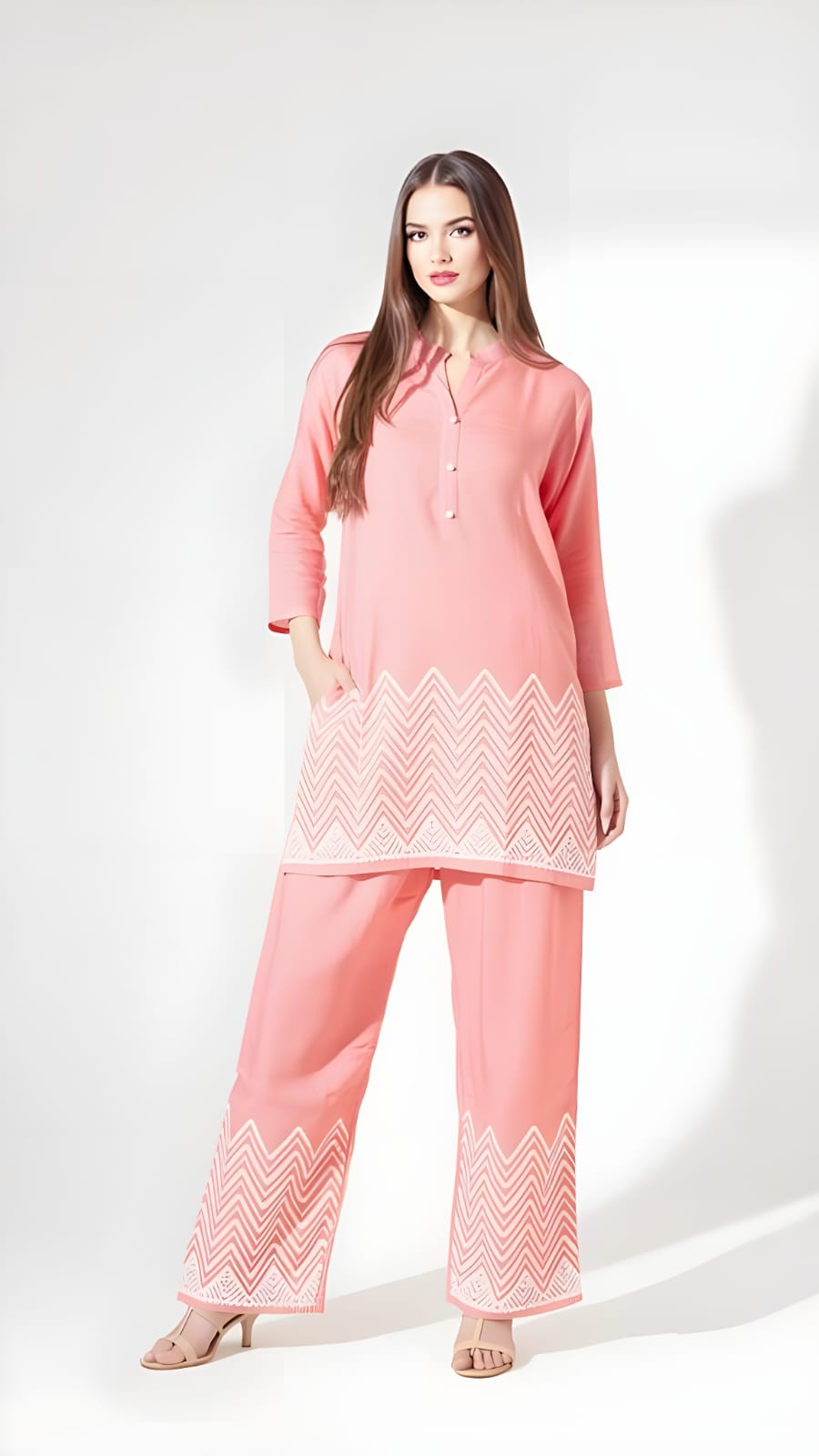 Maverick Fusion Sleeveless Lace Work Co-ords Set