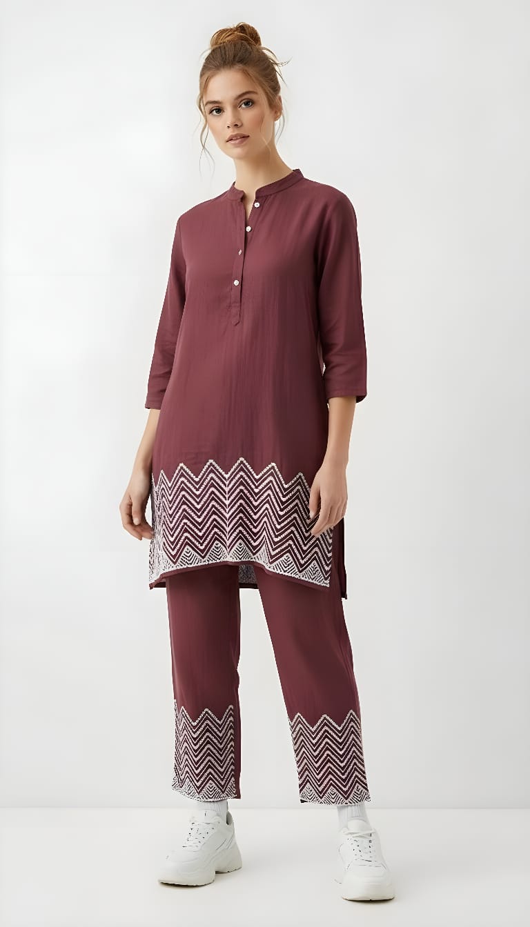 Maverick Fusion Sleeveless Lace Work Co-ords Set