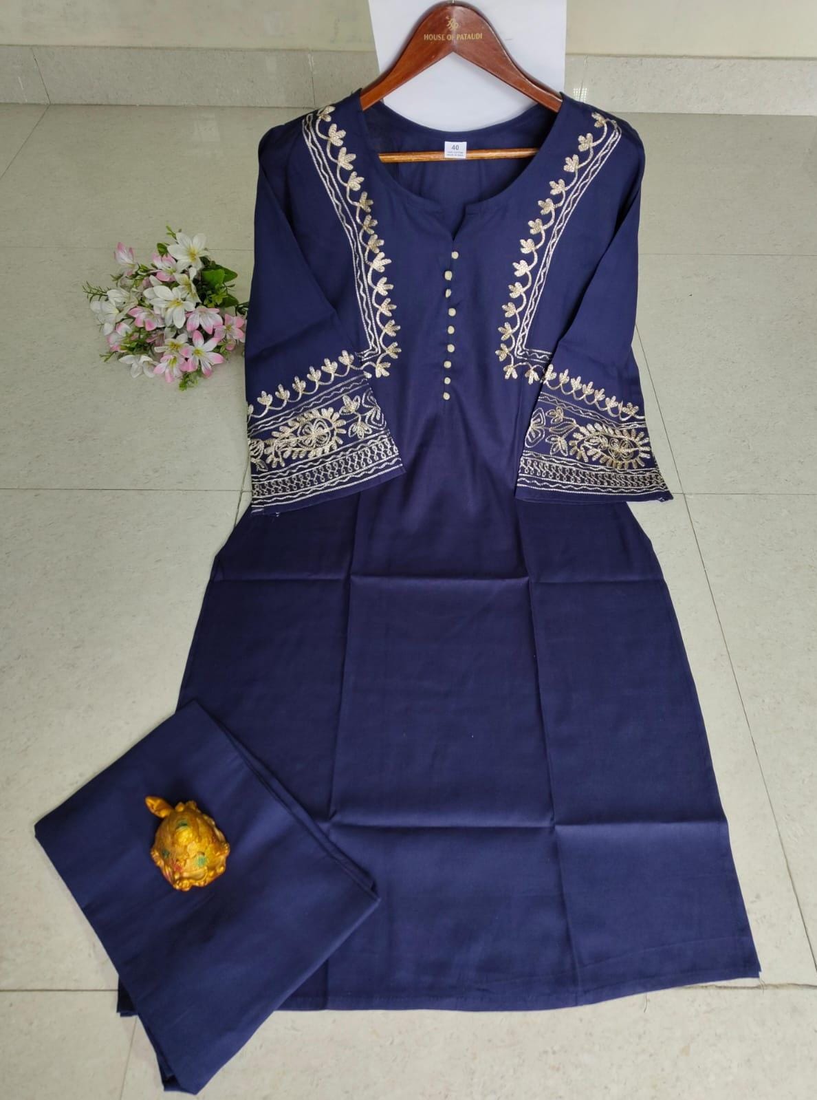 Maverick Fusion Festive Aari Work Kurta Pant Set