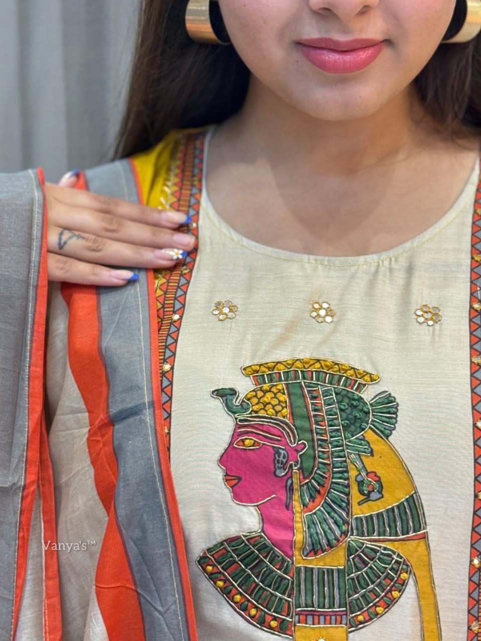 Maverick Fusion Egyptian Traditional Print Silk Three-Piece Suit