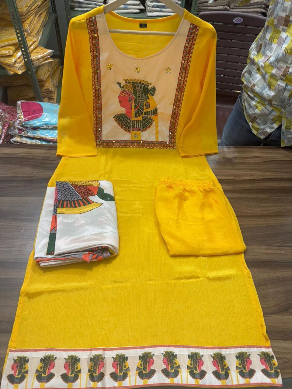 Maverick Fusion Egyptian Traditional Print Silk Three-Piece Suit