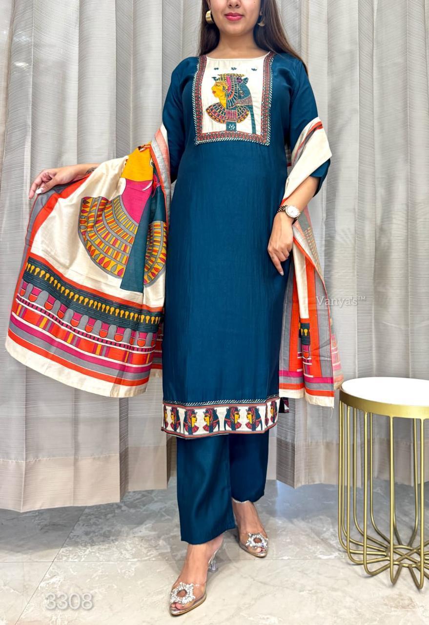 Maverick Fusion Egyptian Traditional Print Silk Three-Piece Suit