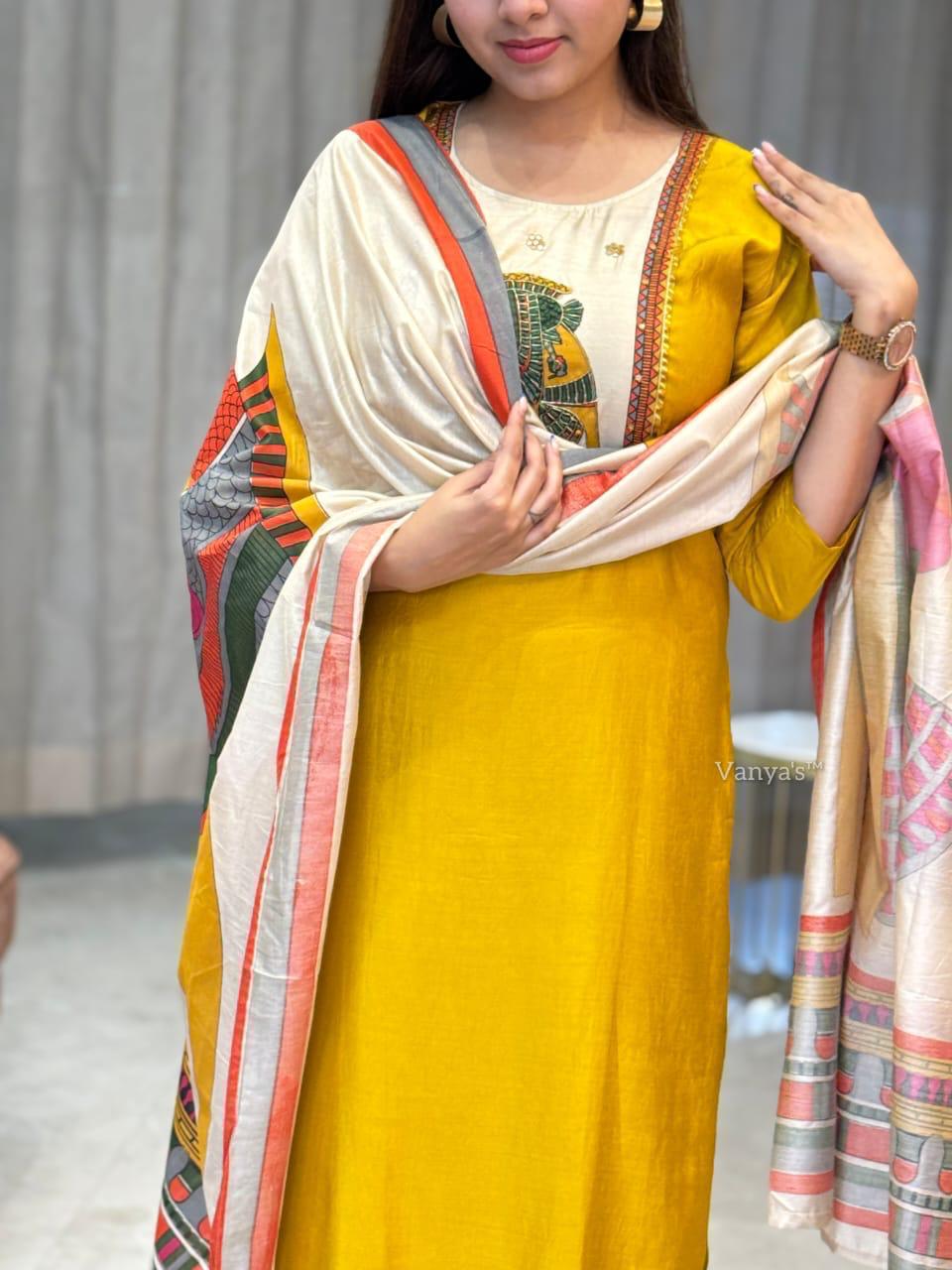 Maverick Fusion Egyptian Traditional Print Silk Three-Piece Suit