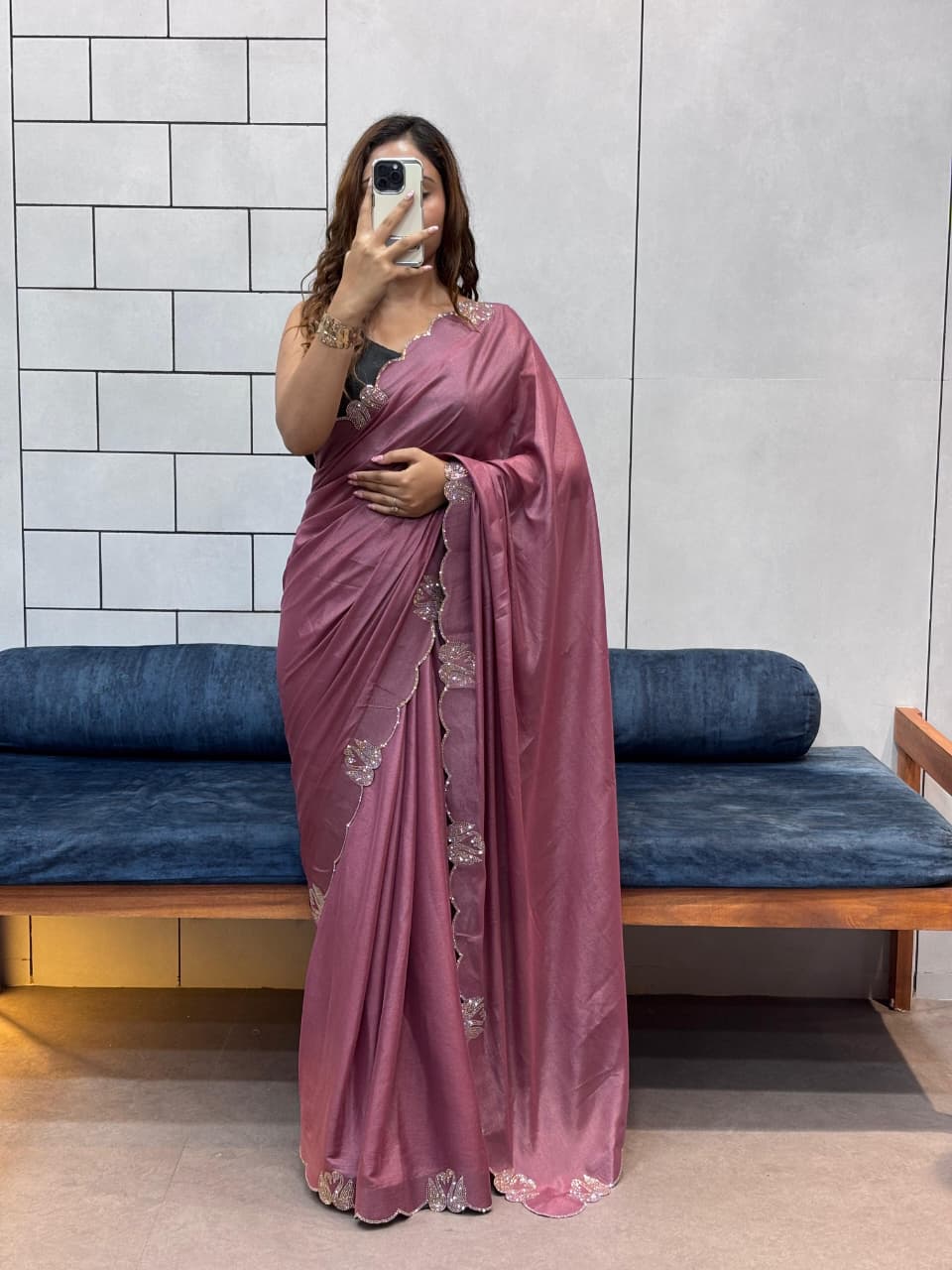 Maverick Fusion Swan Diamond Work Cut Work Saree