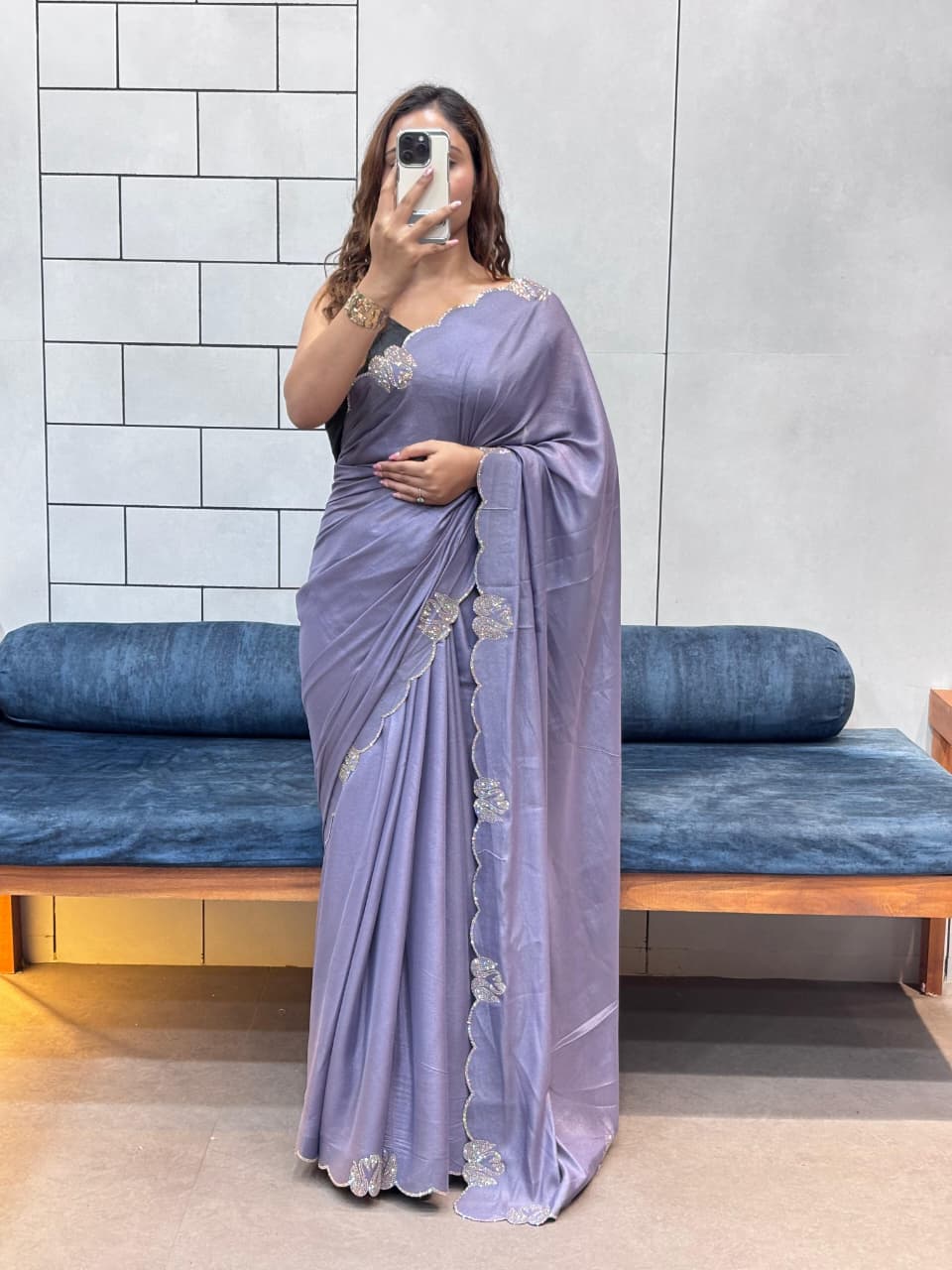 Maverick Fusion Swan Diamond Work Cut Work Saree