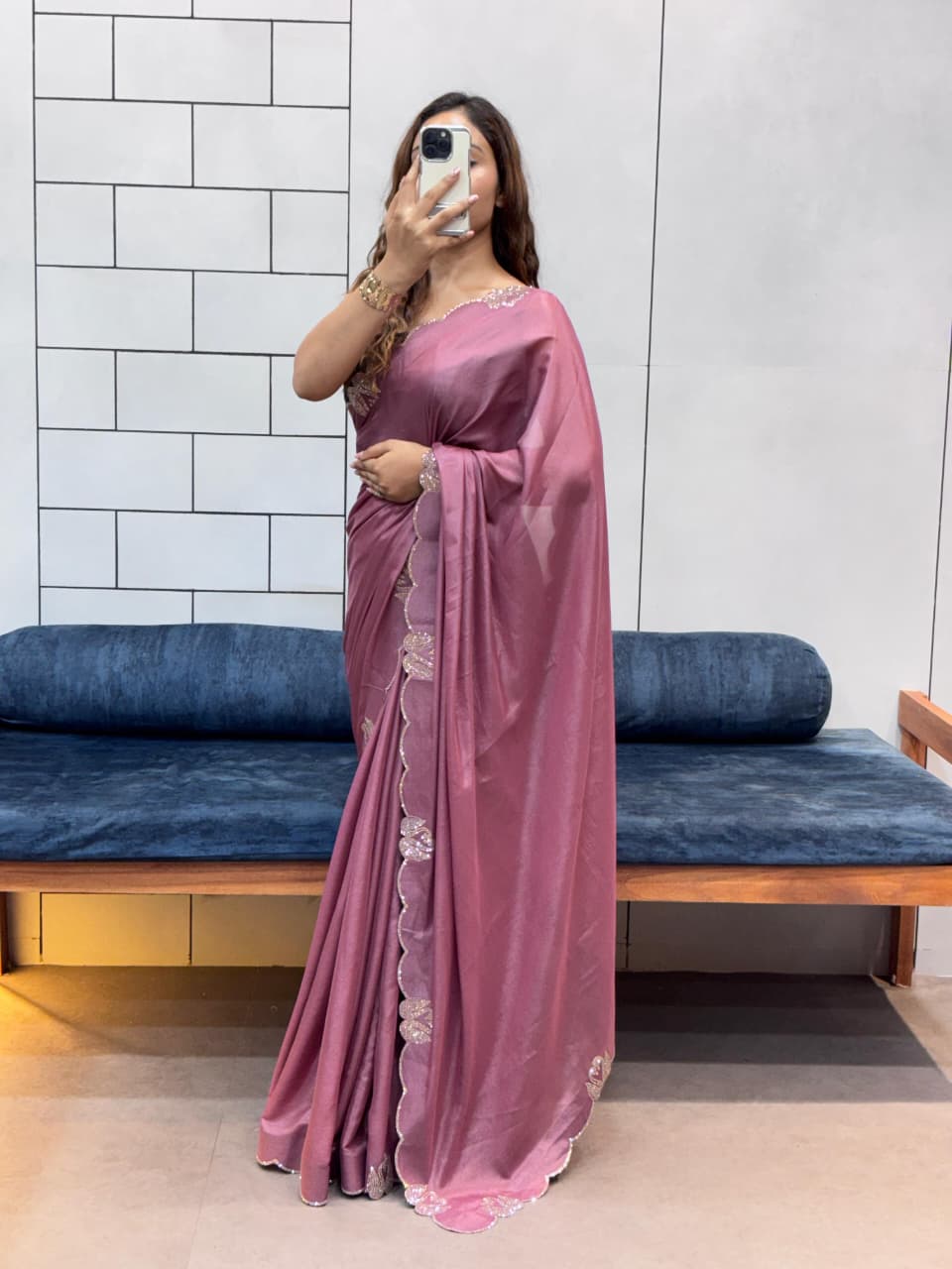 Maverick Fusion Swan Diamond Work Cut Work Saree