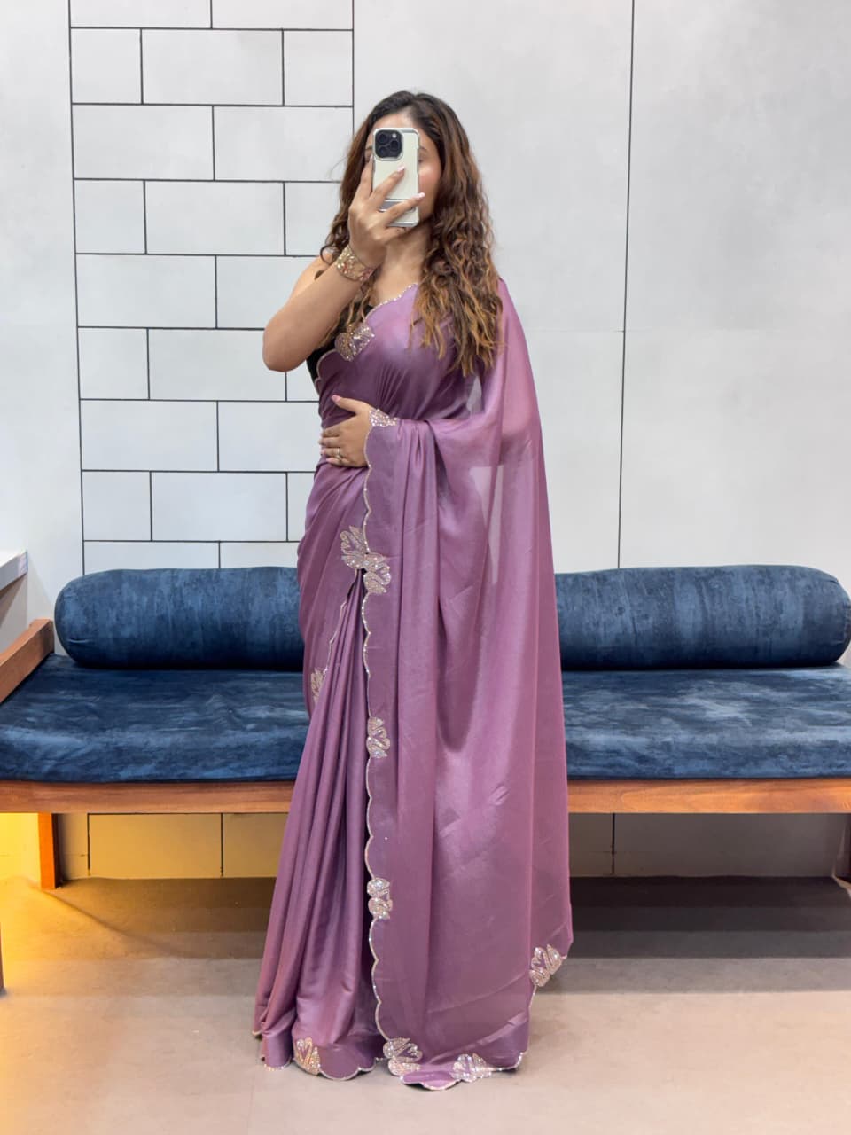 Maverick Fusion Swan Diamond Work Cut Work Saree