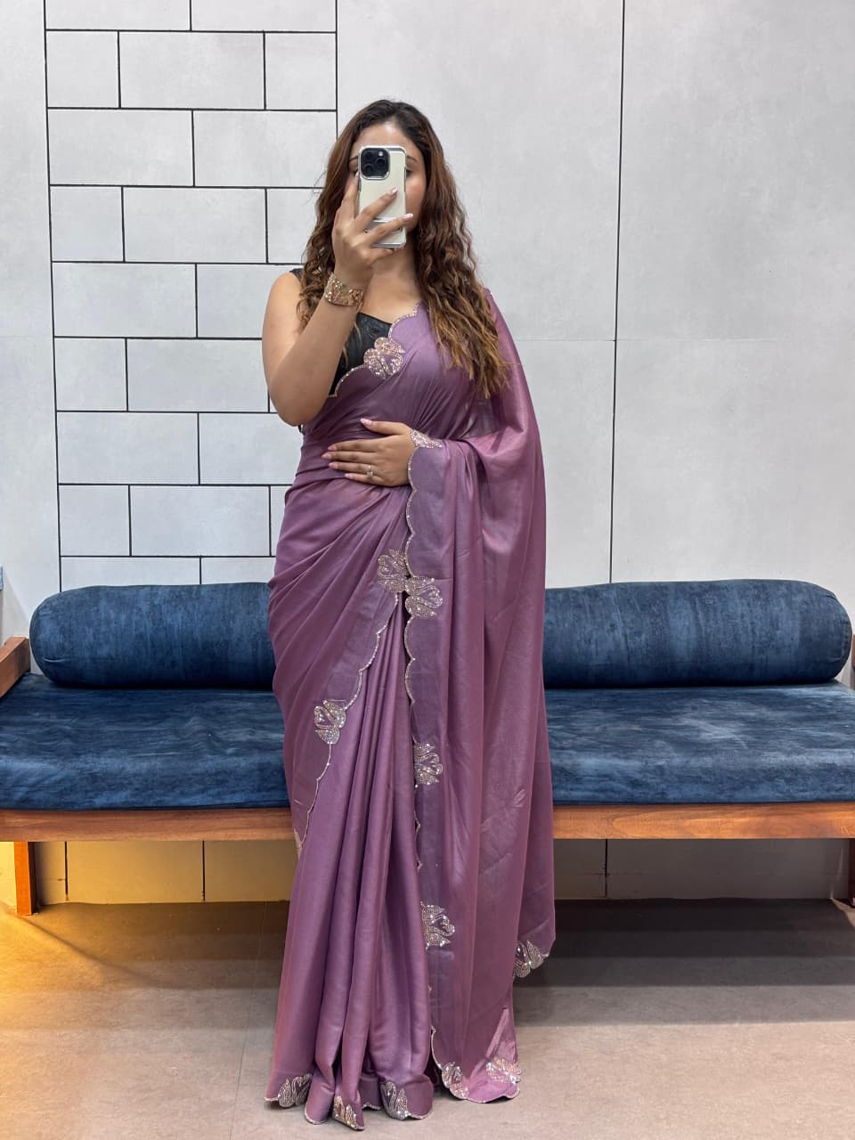 Maverick Fusion Swan Diamond Work Cut Work Saree