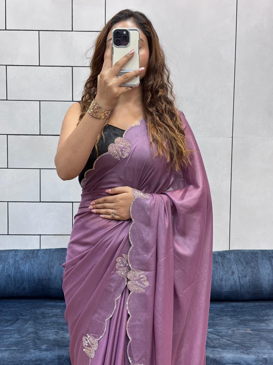 Maverick Fusion Swan Diamond Work Cut Work Saree