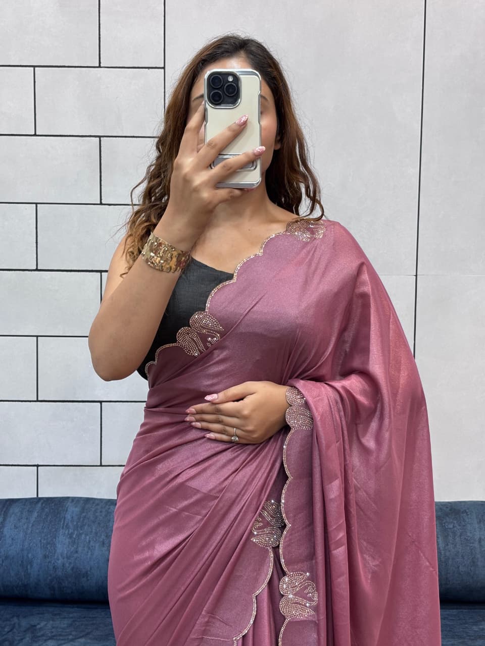 Maverick Fusion Swan Diamond Work Cut Work Saree