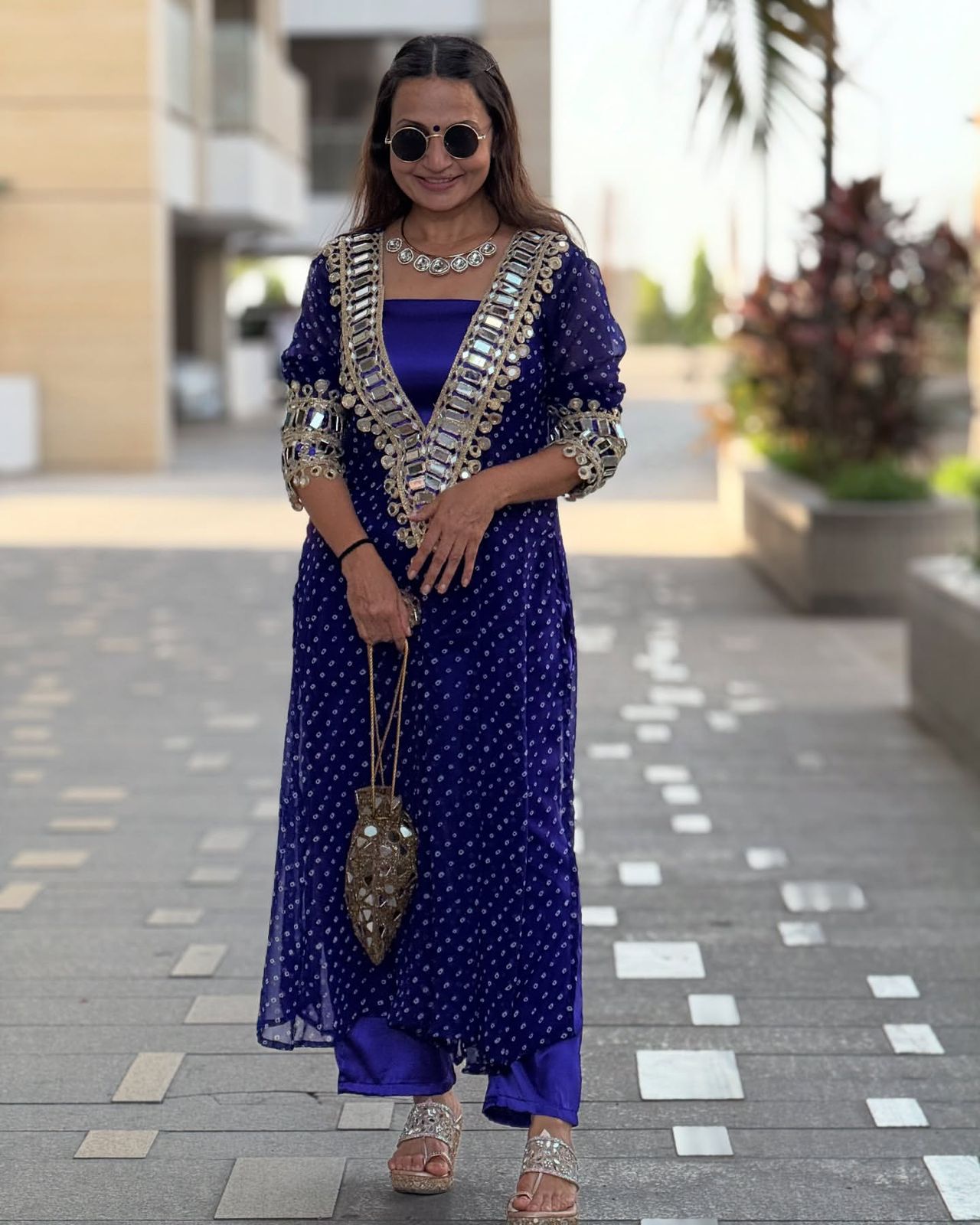 Maverick Fusion Mirror Handwork Neck Indo Kurti Set