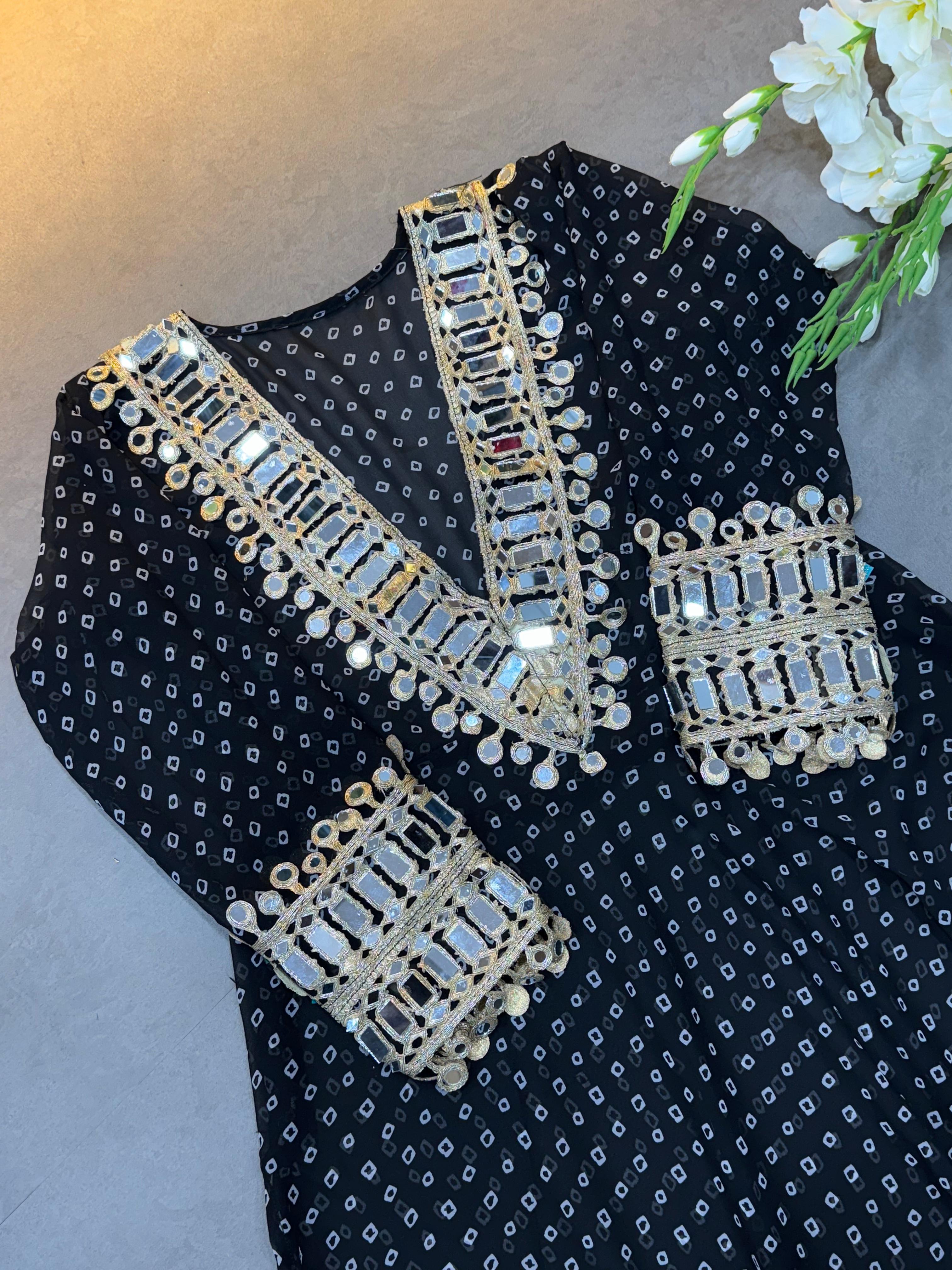 Maverick Fusion Mirror Handwork Neck Indo Kurti Set