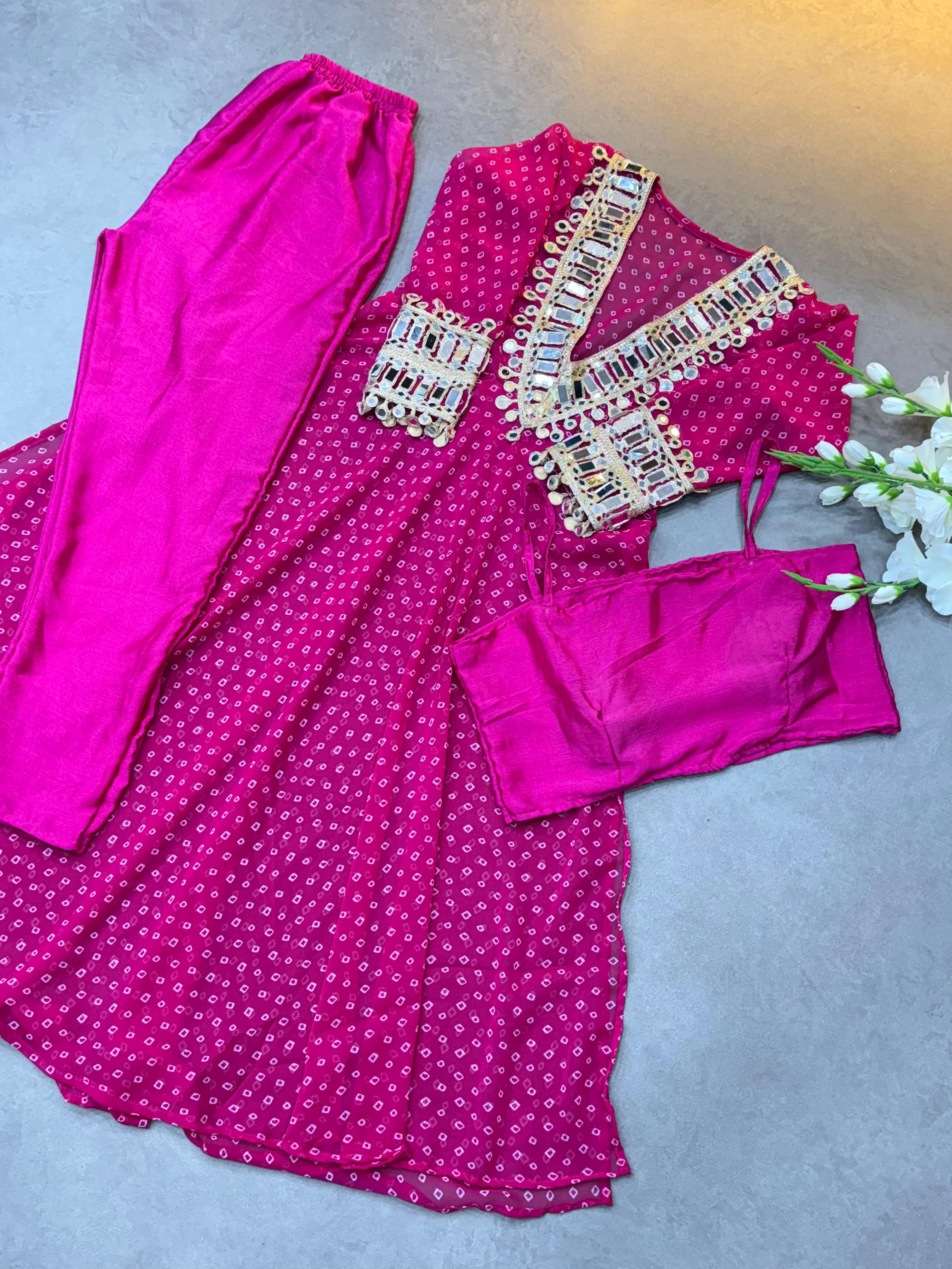 Maverick Fusion Mirror Handwork Neck Indo Kurti Set