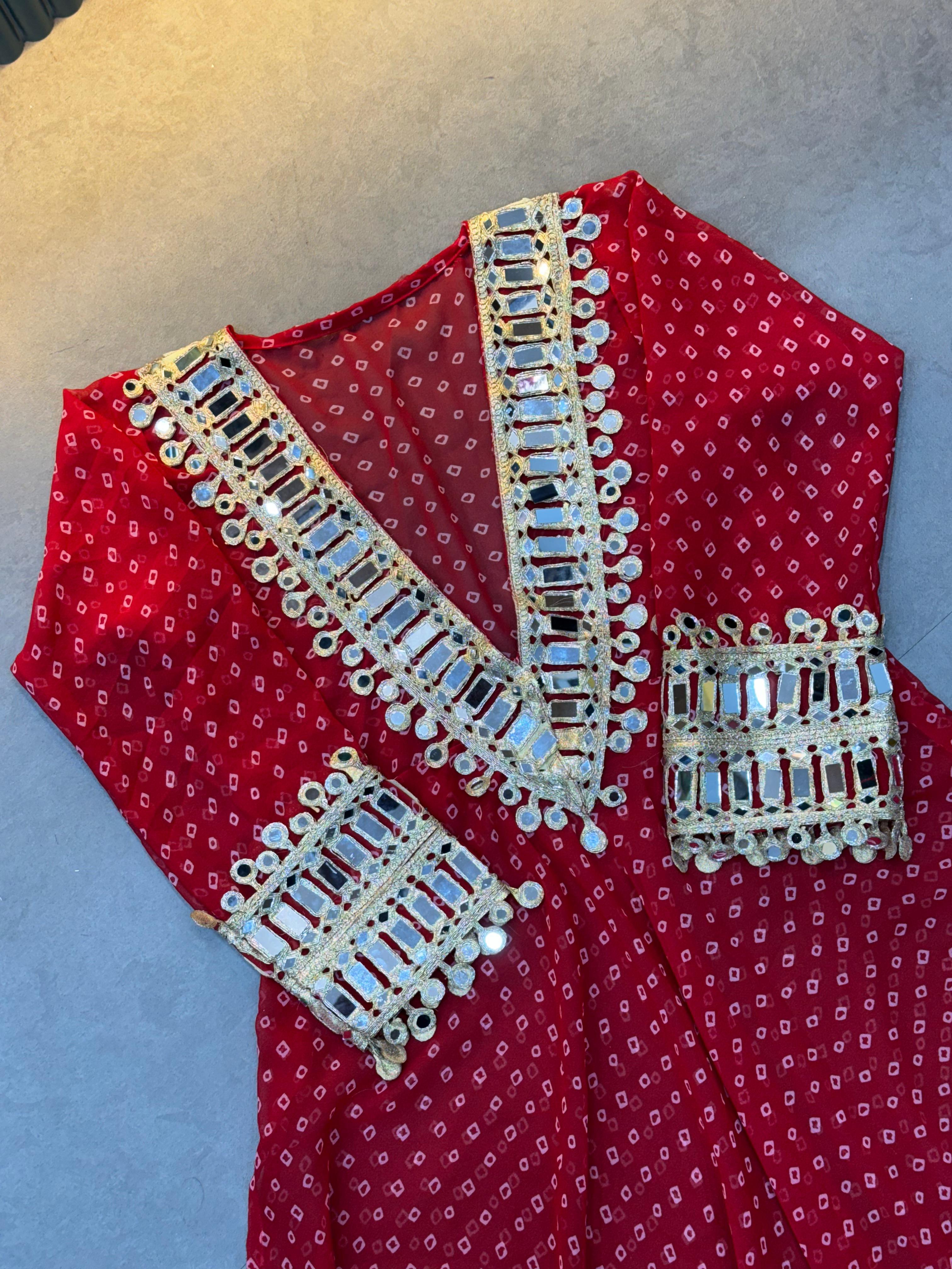 Maverick Fusion Mirror Handwork Neck Indo Kurti Set