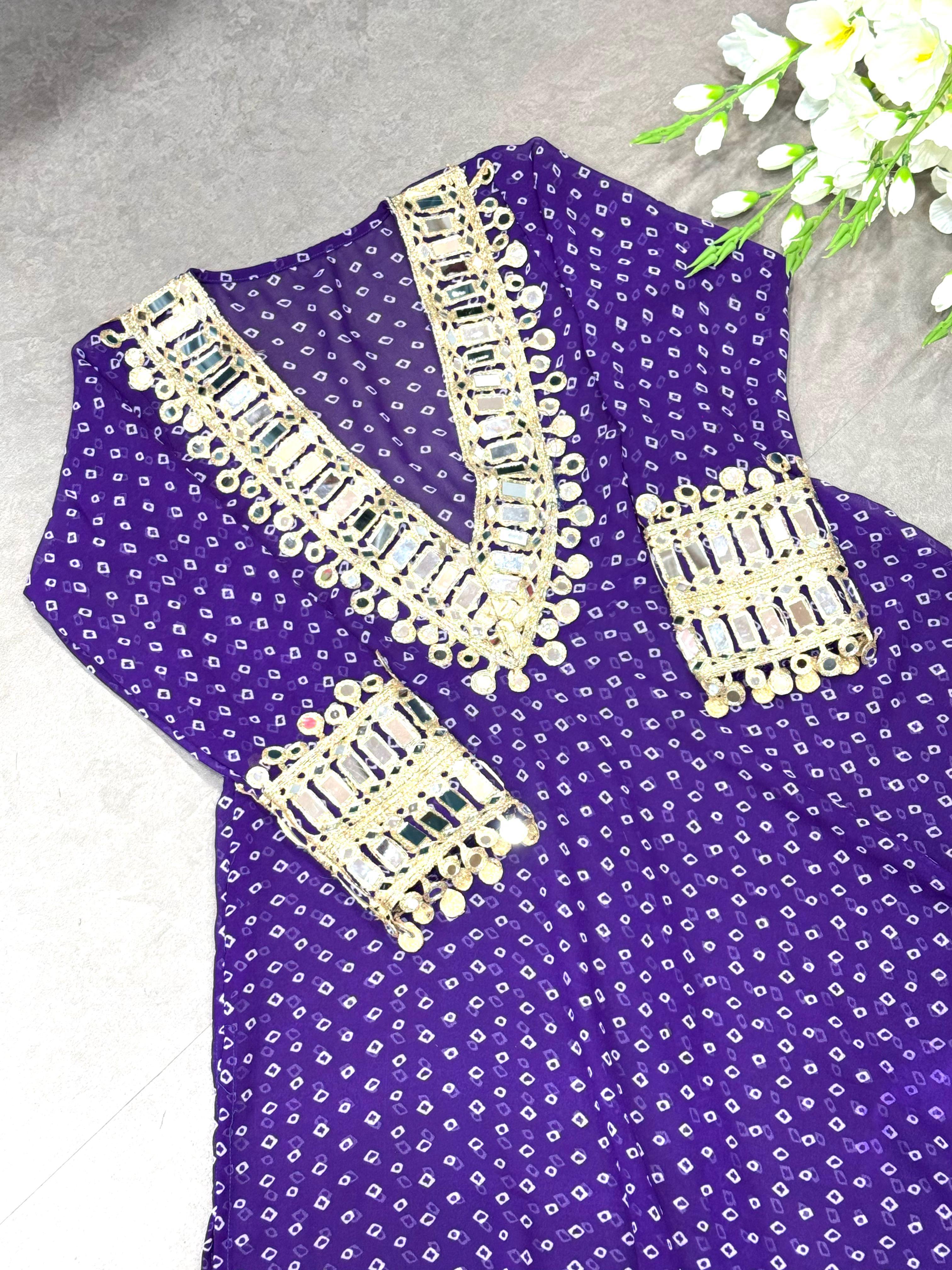 Maverick Fusion Mirror Handwork Neck Indo Kurti Set