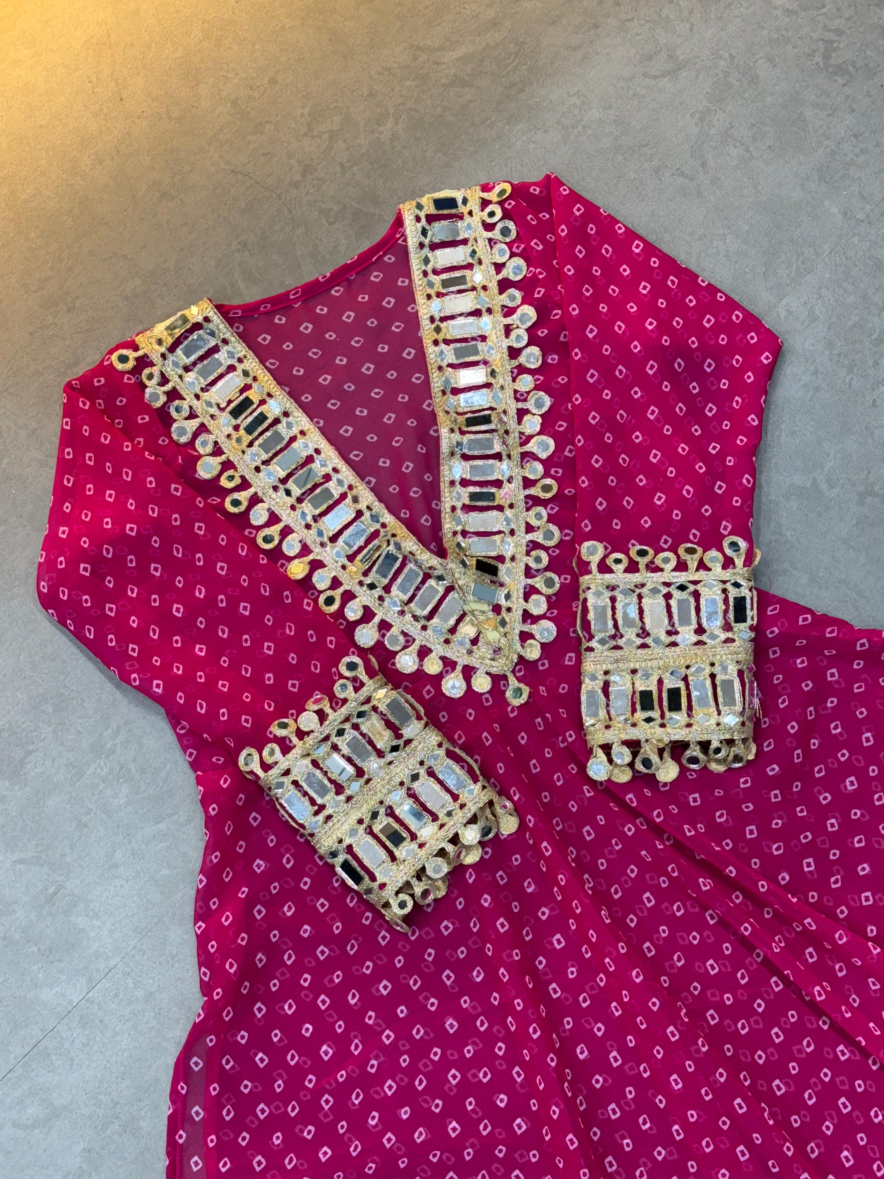 Maverick Fusion Mirror Handwork Neck Indo Kurti Set