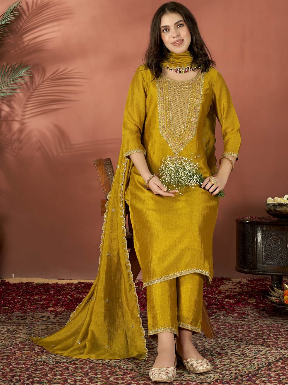 Maverick Fusion Embroidered Vichitra Silk Kurta Set